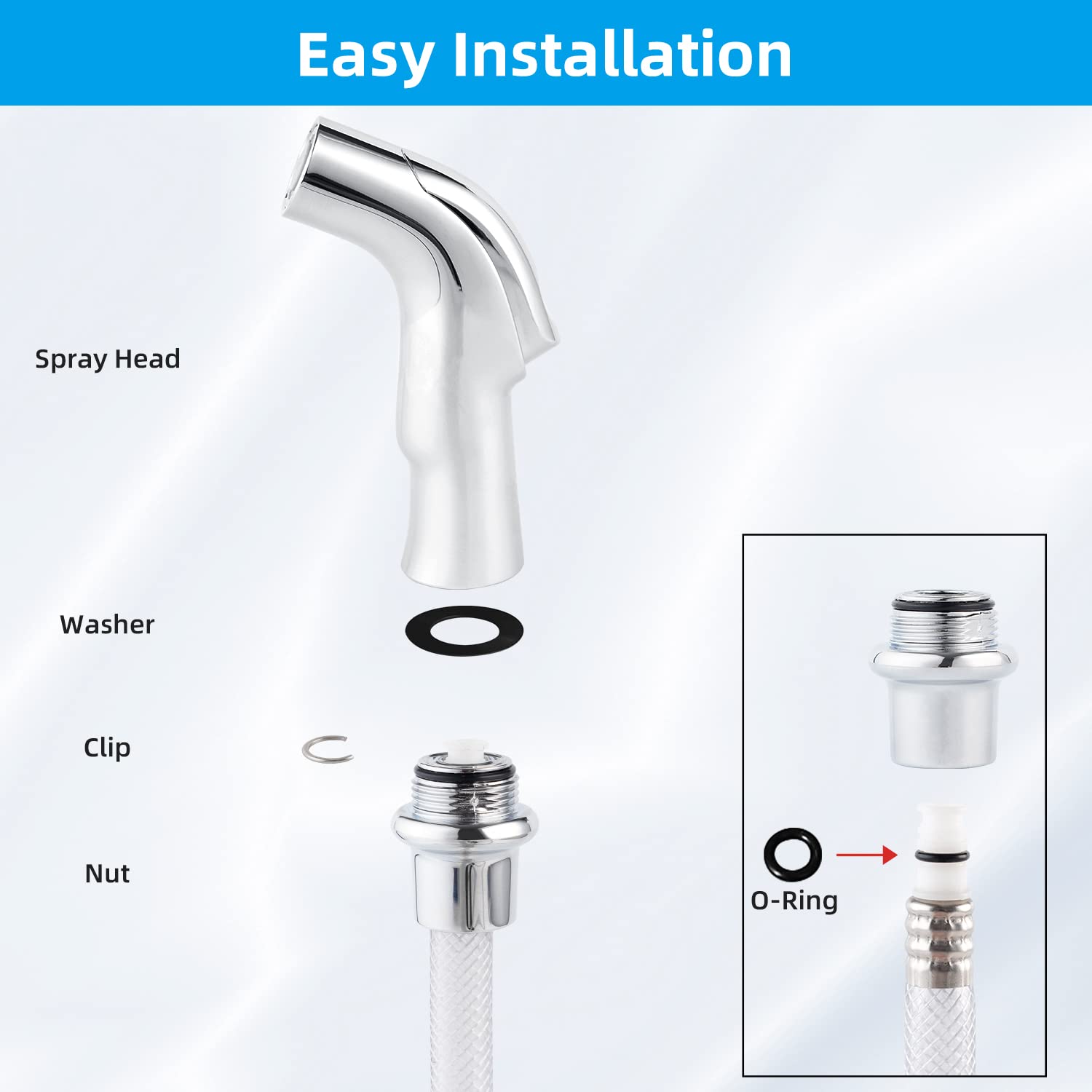 Hygie Rinse Universal Sink Sprayer Attachment For Faucet, Kitchen Side Sprayer Head Compatible With Delta, Moen, Kohler And Othe