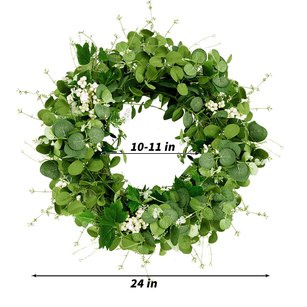 Qingbei Rina Fall Wreaths for Front Door Outside 22 Inch, Fall Outdoor Wreath with Eucalyptus Leaves, Berries, Autumn Wreath for