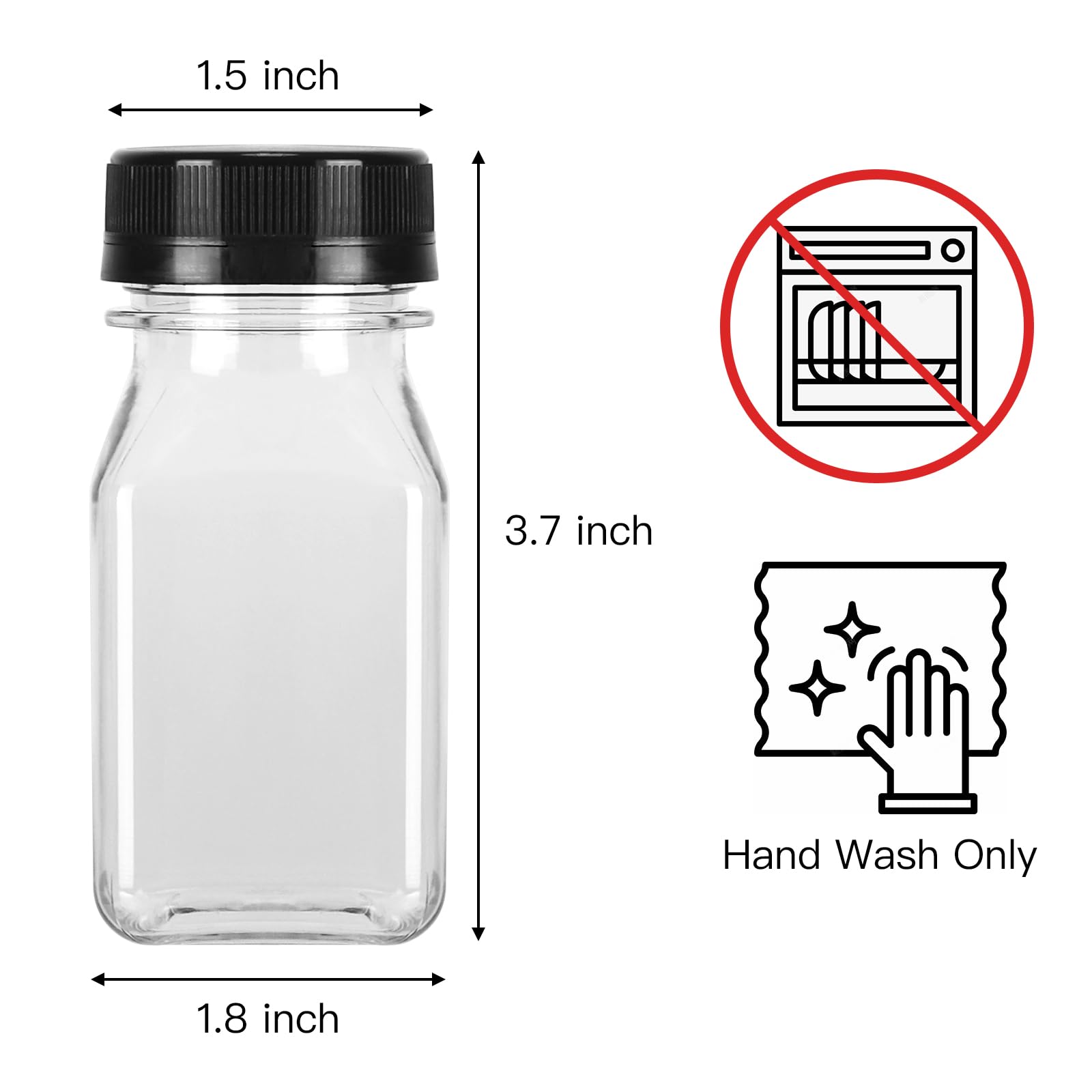Bakhuk 36Pcs 4Oz Mini Plastic Juice Bottles With Caps, Empty Reusable Clear Bulk Beverage Containers For Juice, Milk And Other B