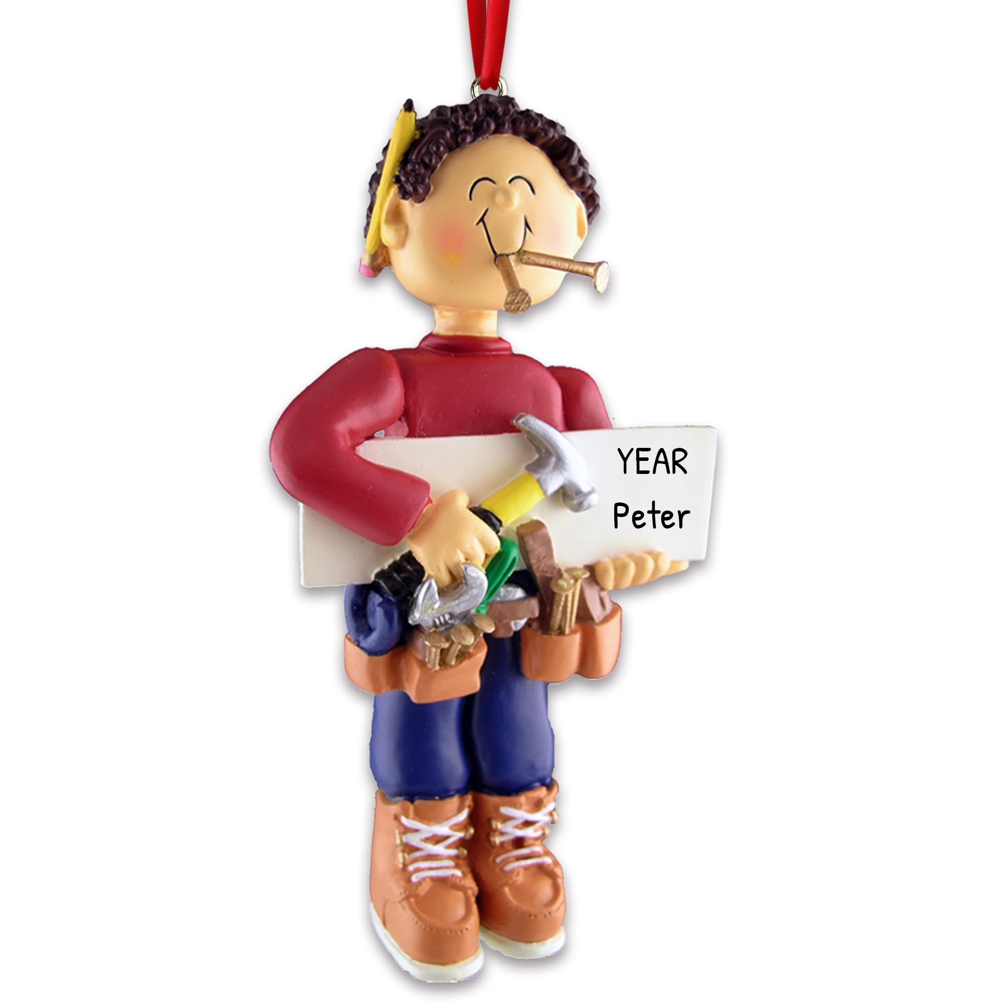 Personalized Carpenter Christmas Ornament 2025 - Mechanic Ornaments Handyman Toolbox Handyman Christmas Ornament Construction Wo