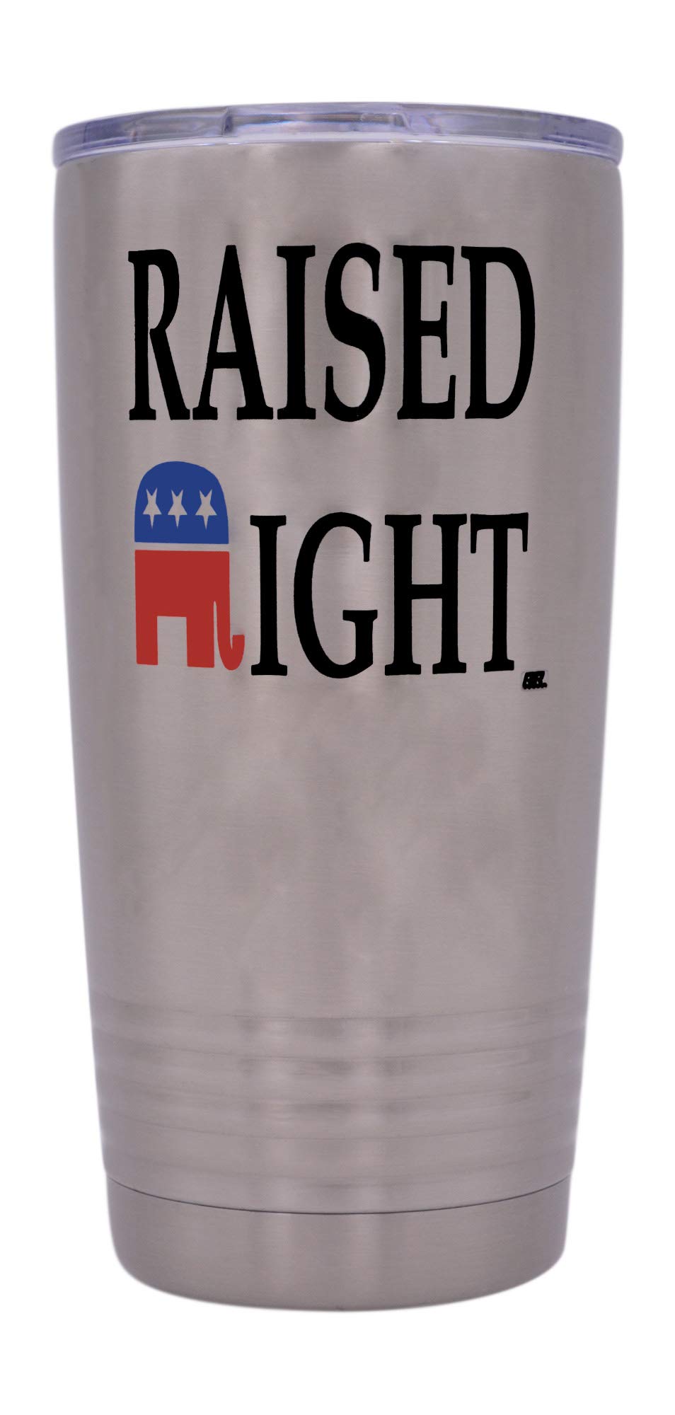 Rogue River Tactical Funny Raised Right 20 Ounce Large Stainless Steel Travel Tumbler Mug Cup Gift For Conservative Or Republica