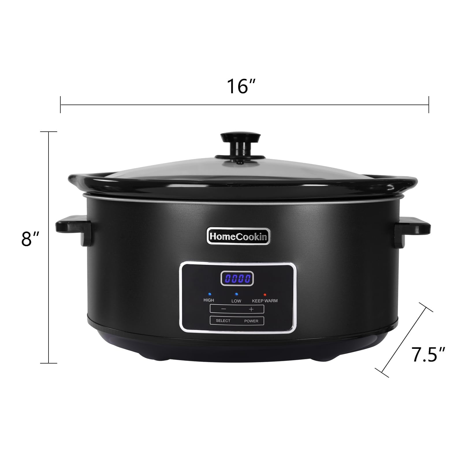 HOMECOOKIN 7 Quart Programmable Slow Cooker, Kitchen Appliances, Perfect Kitchen Small Appliance for Family Dinners, Black Stain