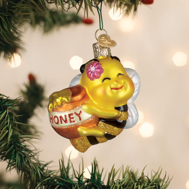 Old World Christmas Bee Sweet Glass Blown Ornament for Christmas Tree, Handcrafted Holiday Decoration, Bee Collection