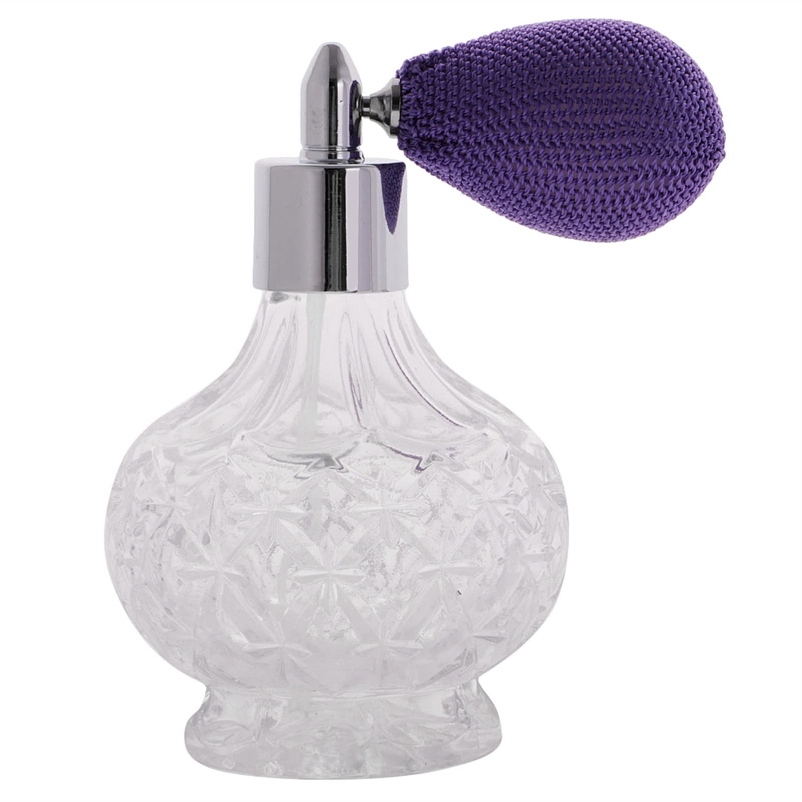 Topxome 100ml Women Vintage Perfume Bottle Short Spray Atomizer Refillable Empty Glass Makeup Tool (Purple)