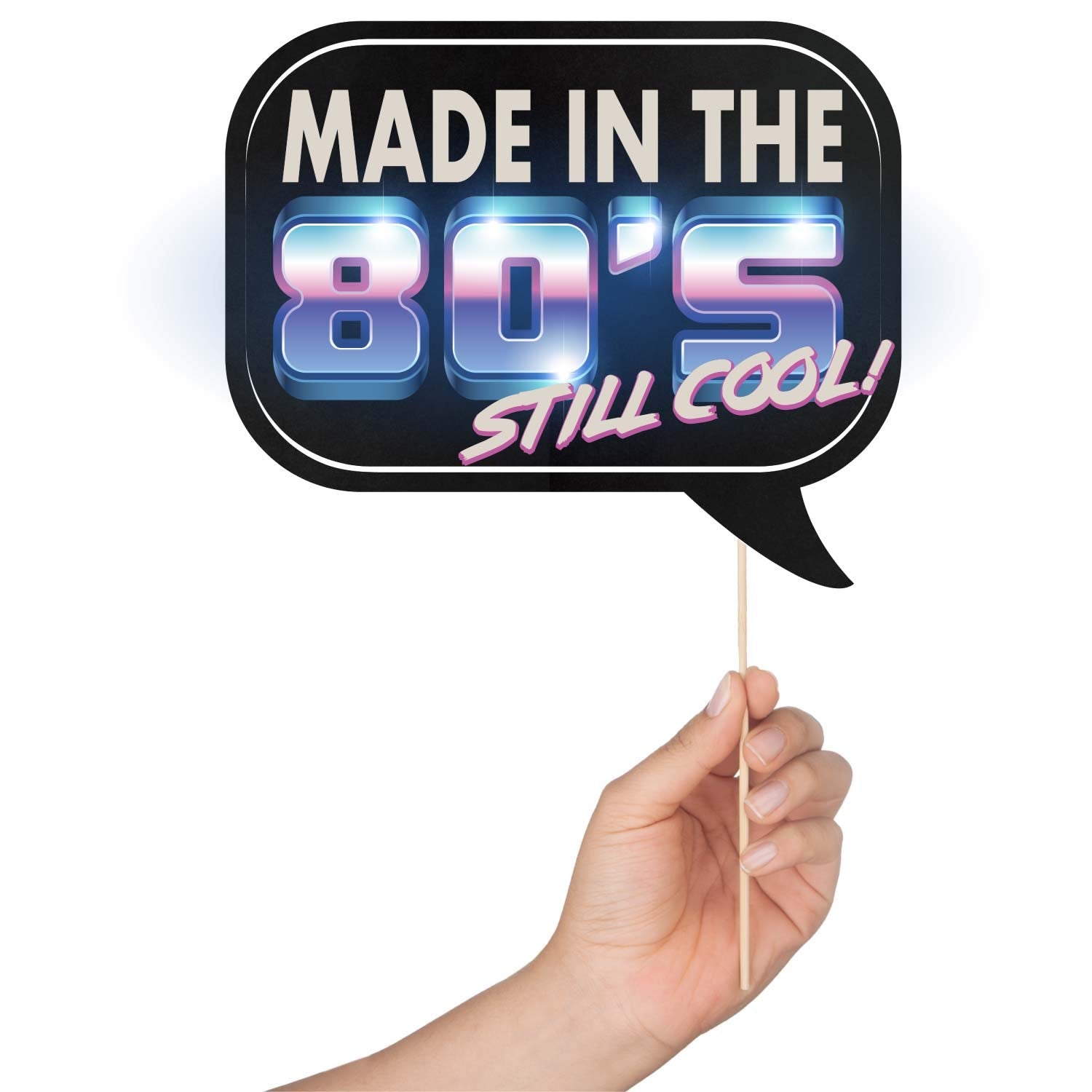 80s Photo Booth Props - 41-pc Photo Prop Kit with 8 x 10-Inch Sign  60 Adhesive Pads  45 Sticks - 80s Decorations - 80s Theme Party Decorations - 80's Theme Party Supplies