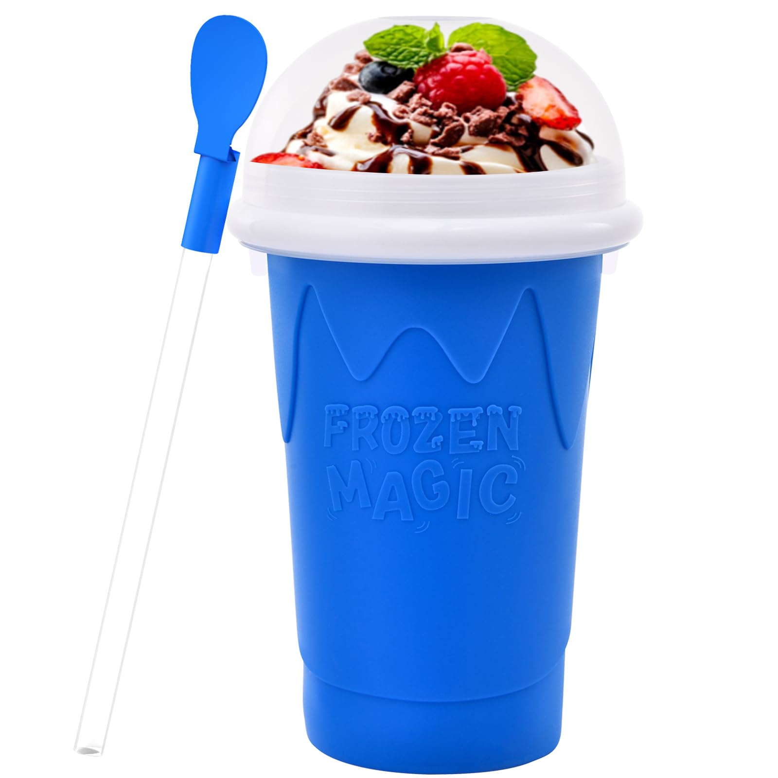 500ML Slushie Maker Cup- DIY Magic Slushy Maker Squeeze Cups, Portable Smoothie Squeezes Cup for Milk and Ice Cream Make, Double