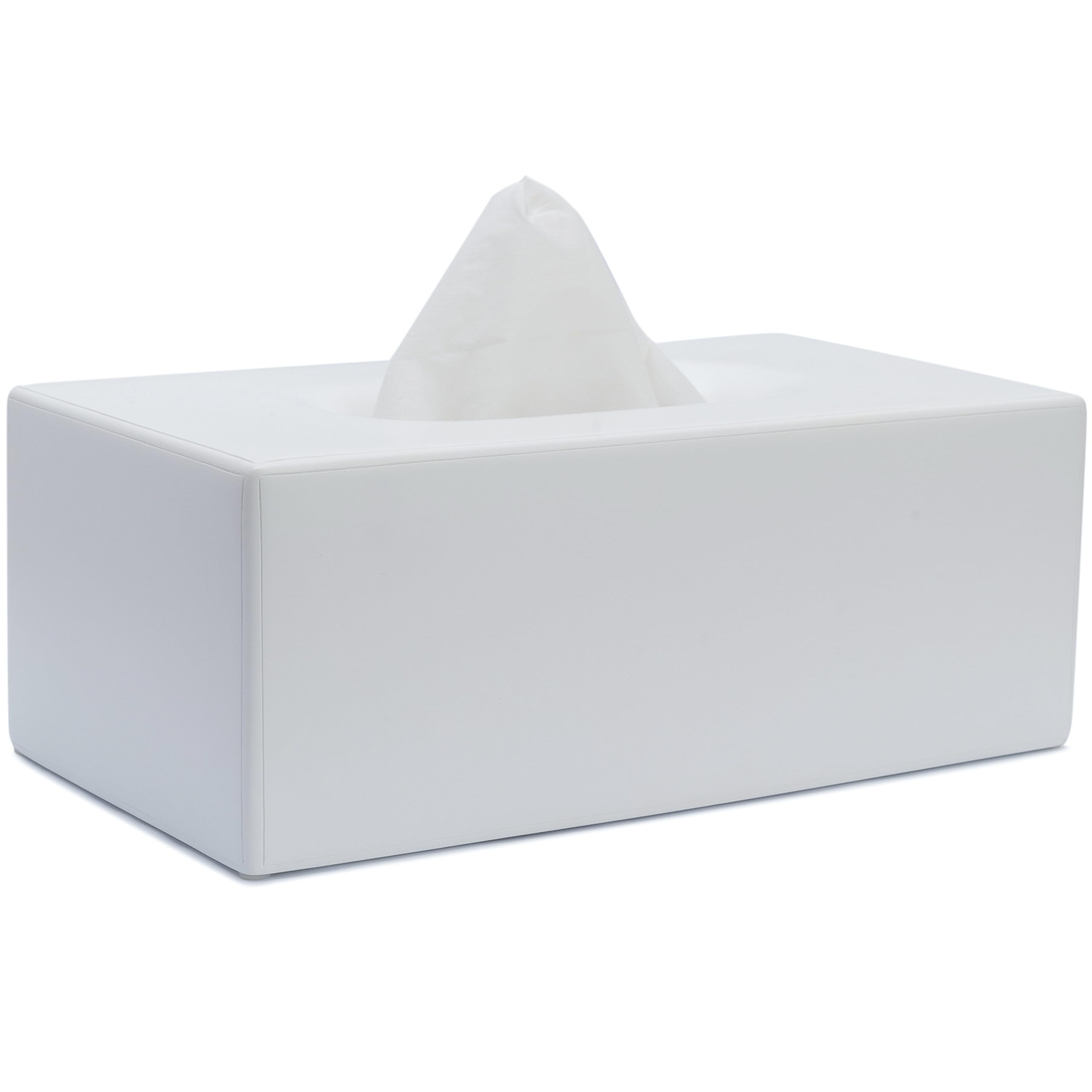 Yew Design Matte White Tissue Box Cover Rectangular, Facial Tissue Dispenser For Bathroom, Kitchen, Bedroom, Office, Hotel, Rest