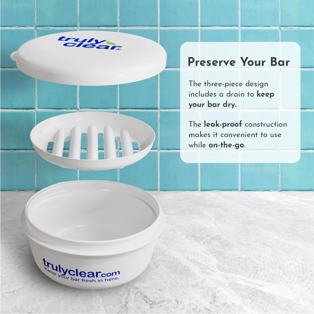 Truly Clear Soap Case With Tray - Leakproof Travel Soap Box, Soap Bar Holder & Soap Dish, Portable Bar Soap Container For Gym, S