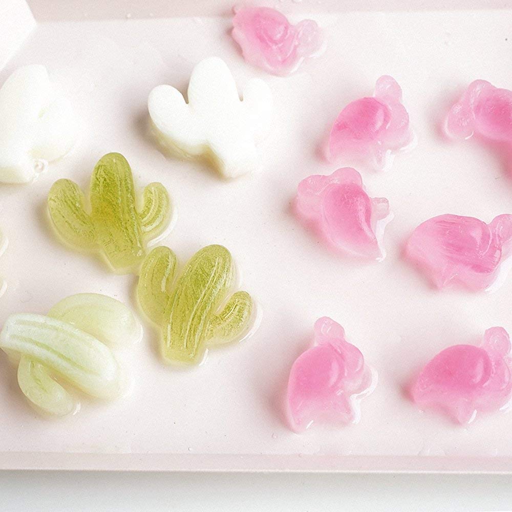 Fewo 8-Cavity Cactus Ice Cube Tray, Cacti Silicone Mold For Chocolate, Candy, Cookie, Fondant, Gummy, Jello, Baking, Candle, Cup