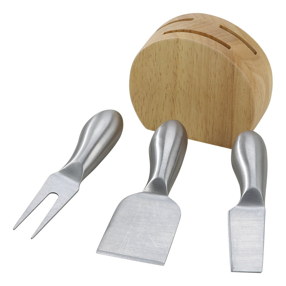 Three Cheese Utensils With Wooden Block