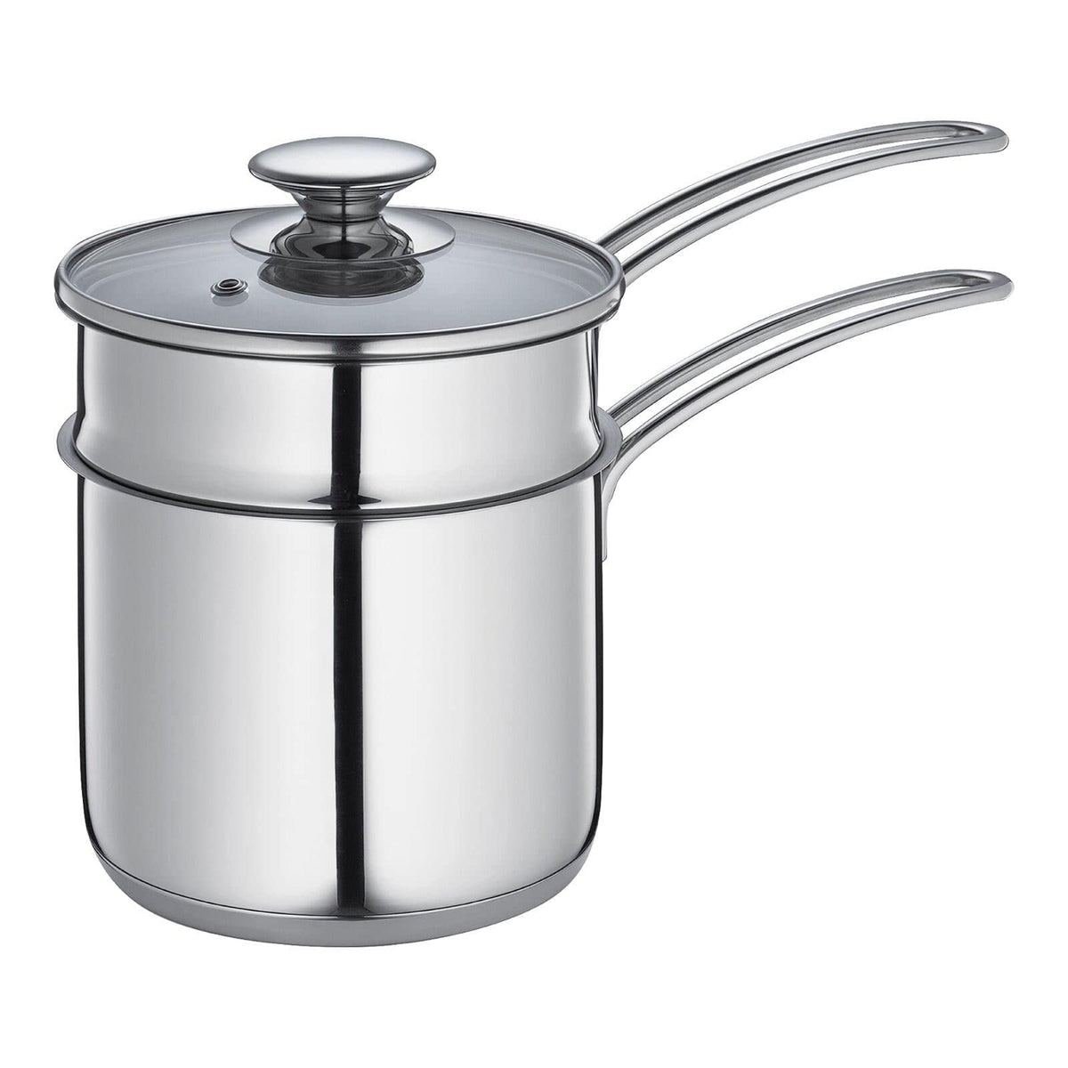 Kchenprofi K2370602814 Double Boiler/Bain Marie Set With Glass Lid, 5.5'' Diameter, Silver