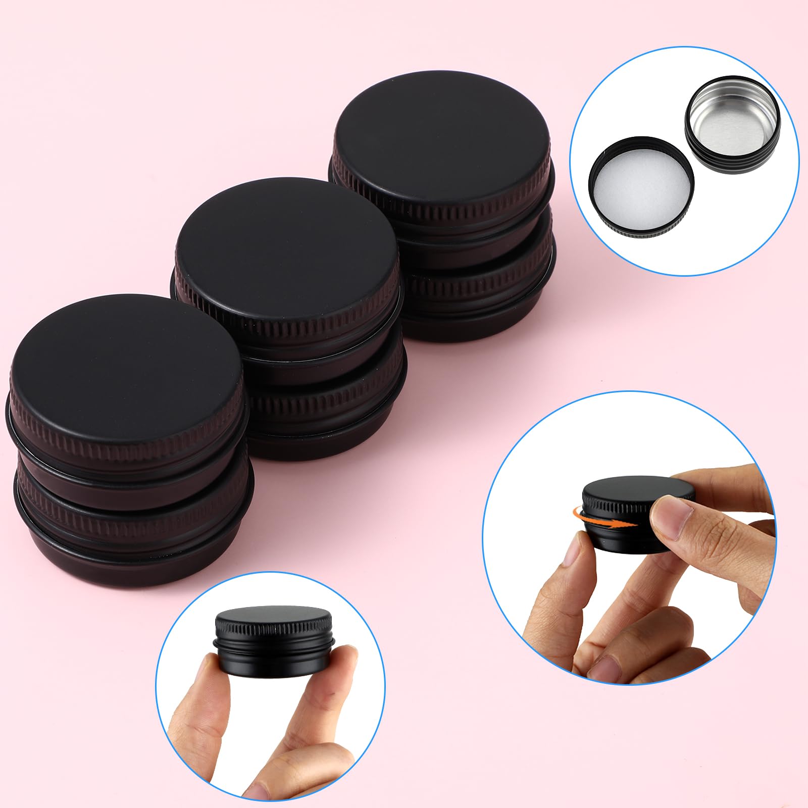 Wllhyf 6 Pack 0.5 Oz Metal Round Aluminum Tin Jar Containers With Screw Lid Leak Mini Proof Refillable Bottle Salve Tins Lip Bal
