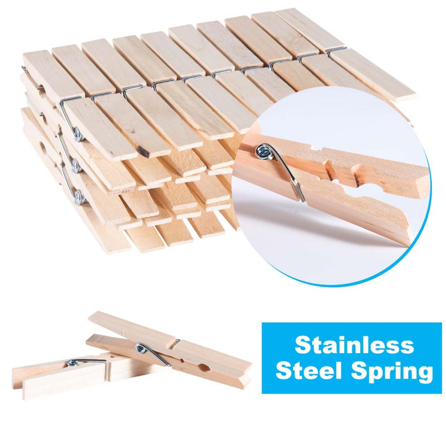Senseyo 100 Pcs 1.9 Inch Wooden Clothespins Clips For Hanging Clothes, Craft, Home