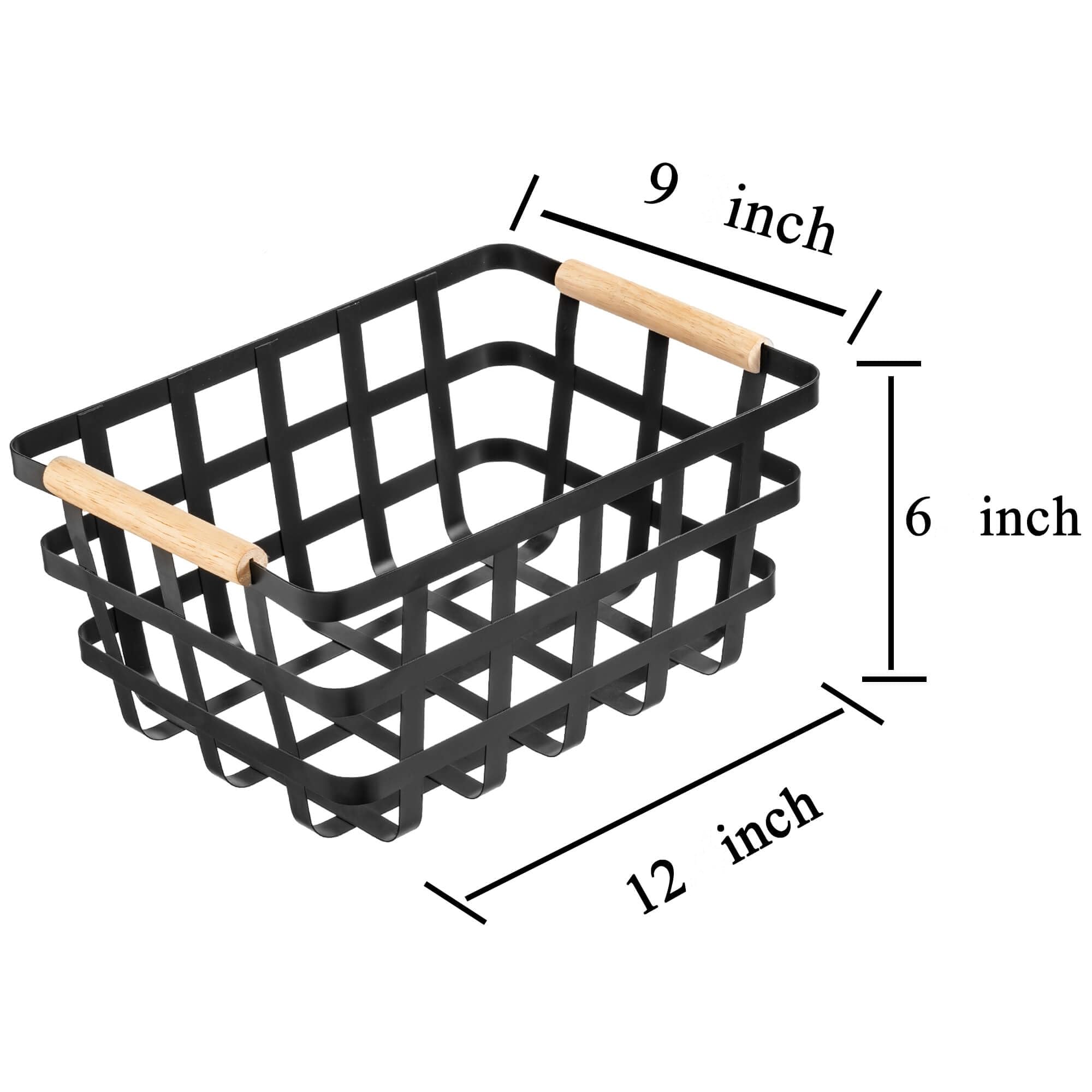 Large Wire Metal Baskets Storage Organizer Farmhouse Baskets Bin For Pantry Cabinets Rustic Kitchen Counter Closet,4 Pack