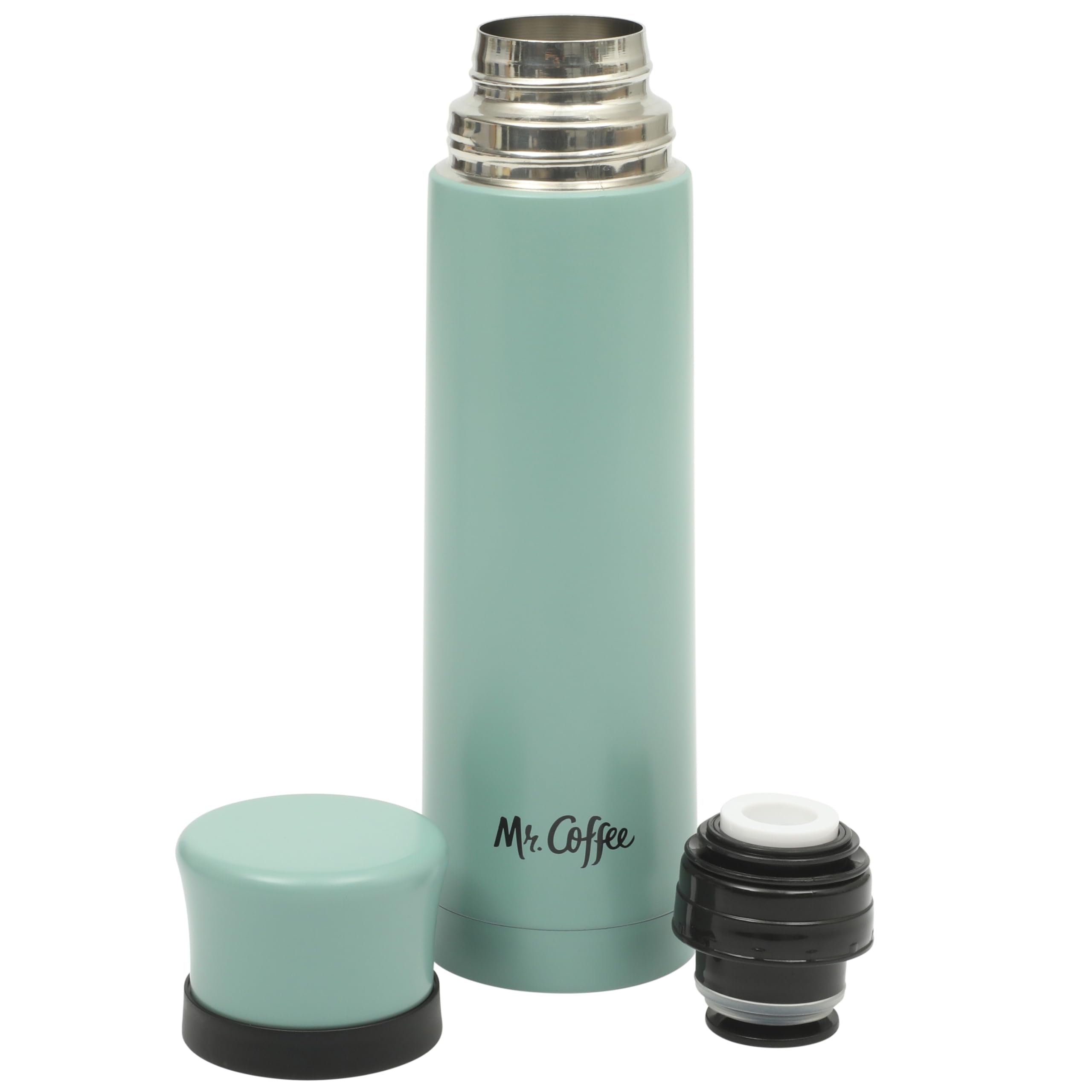 Mr. Coffee Silverleaf 23 oz Stainless Steel Thermal Bottle - Double Wall Vacuum Insulated Travel Mug with Leak-Proof Lid, Teal -