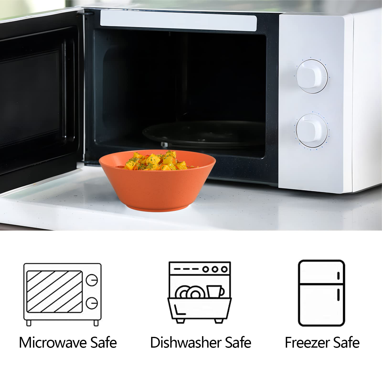 Unbreakable Large Cereal Bowls Set Of 6, 32 Ounce Bpa-Free Microwave And Dishwasher Safe Salad Bowls, Stackable Color Kitchen Bo