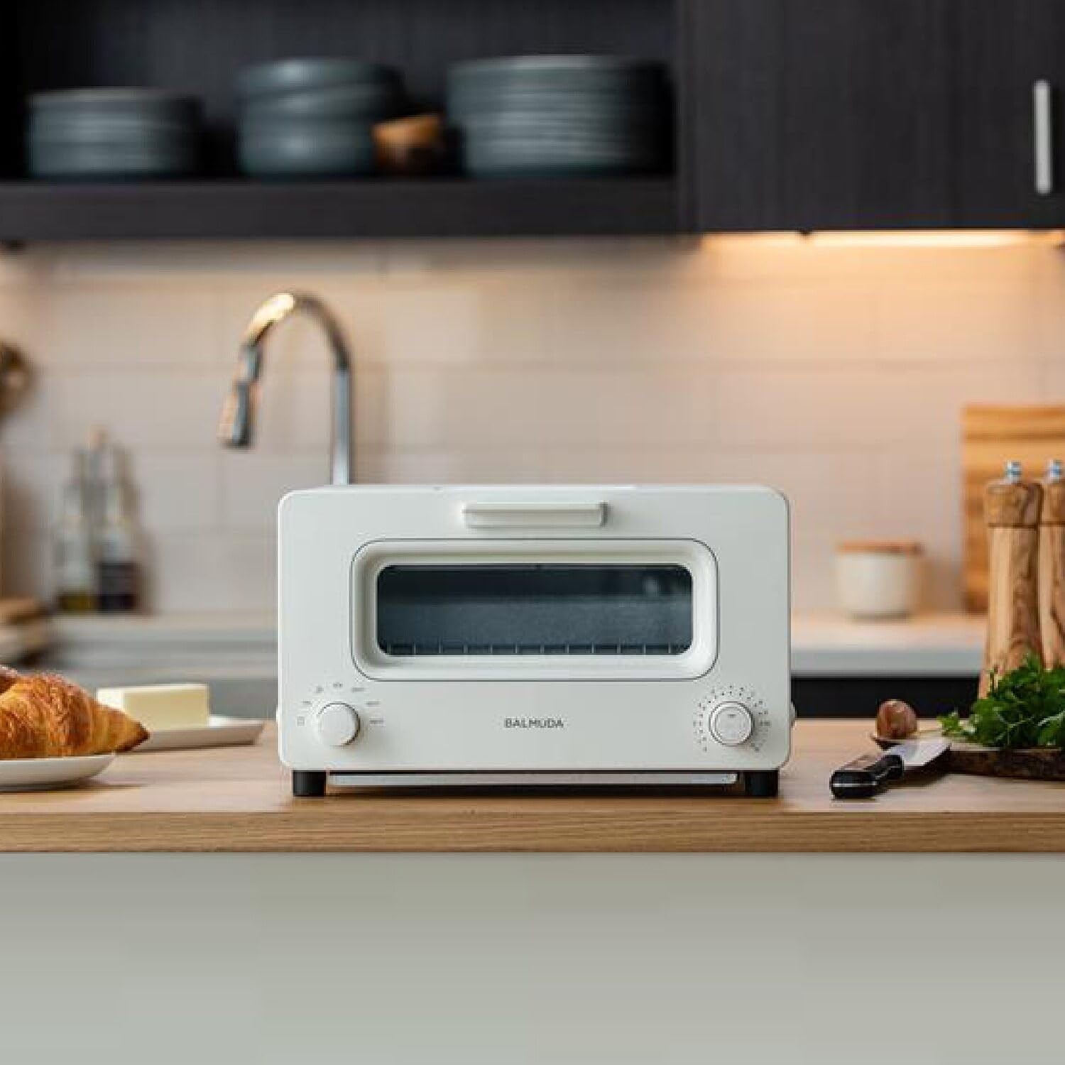 BALMUDA The Toaster  Steam Oven  5 Cooking Modes - Sandwich Bread  Artisan Bread  Pizza  Pastry  Oven  Compact Design  Baking Pan  K01M-WS  White  US Version