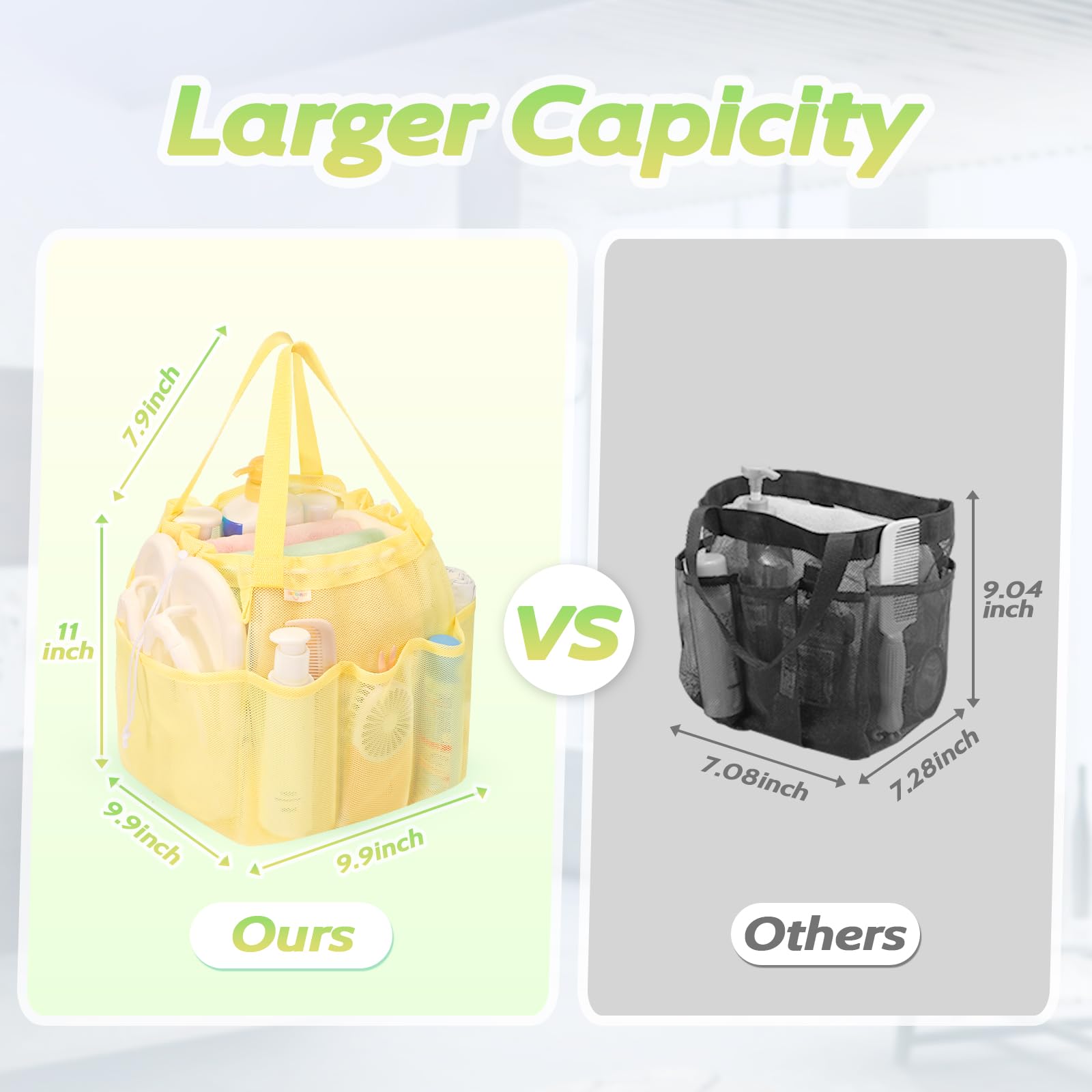 Famichan Mesh Shower Caddy Portable With Drawstring, Dorm Room Essentials For College Students Girls & Boys, Large Shower Bag Fo