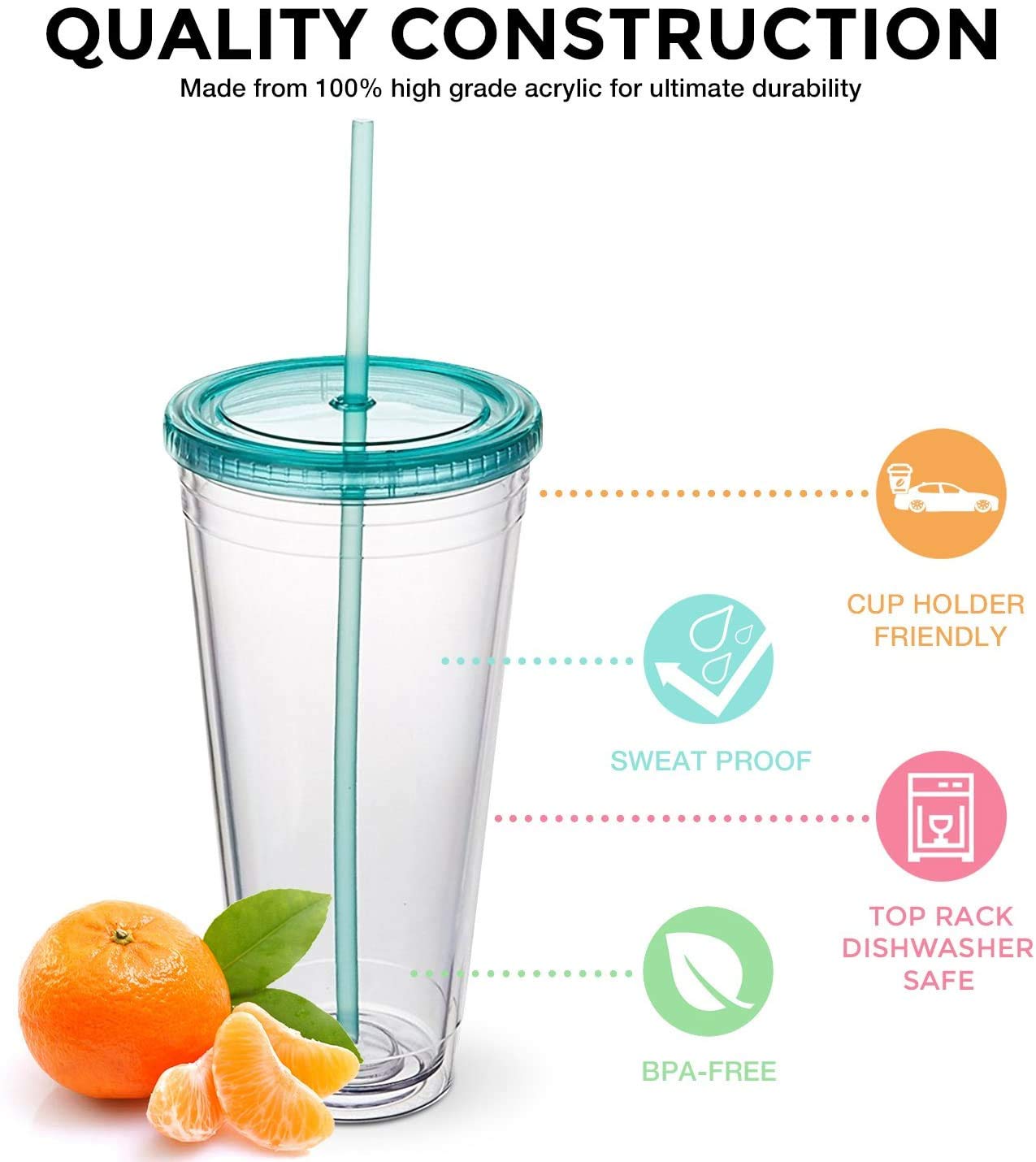 Maars Insulated Travel Tumblers 32 Oz. | Double Wall Acrylic | 3 Pack