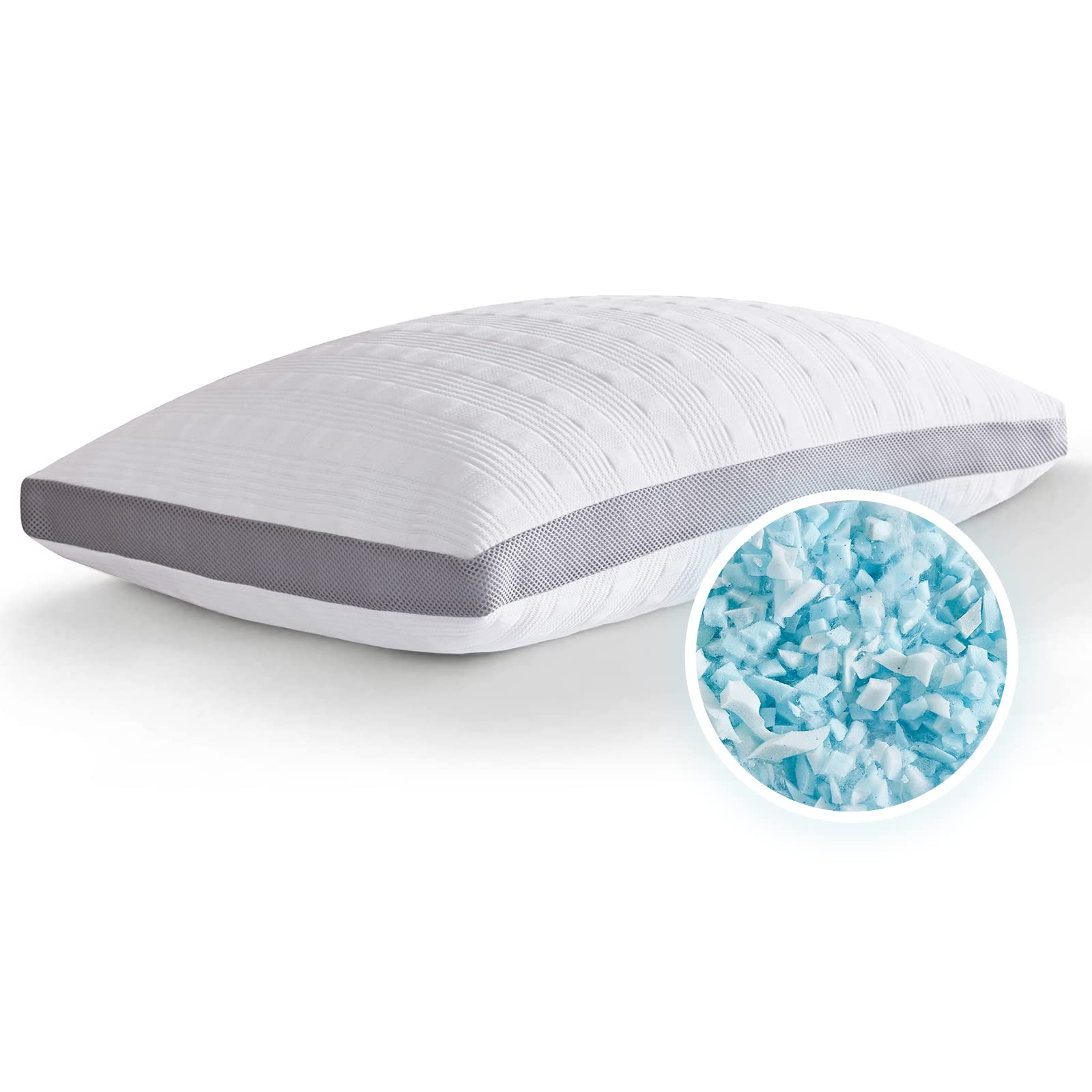 Meoflaw Cooling Pillows Standard Size,Shredded Memory Foam Bed Pillows For Sleeping, Supportive Standard Pillows For Back & Side