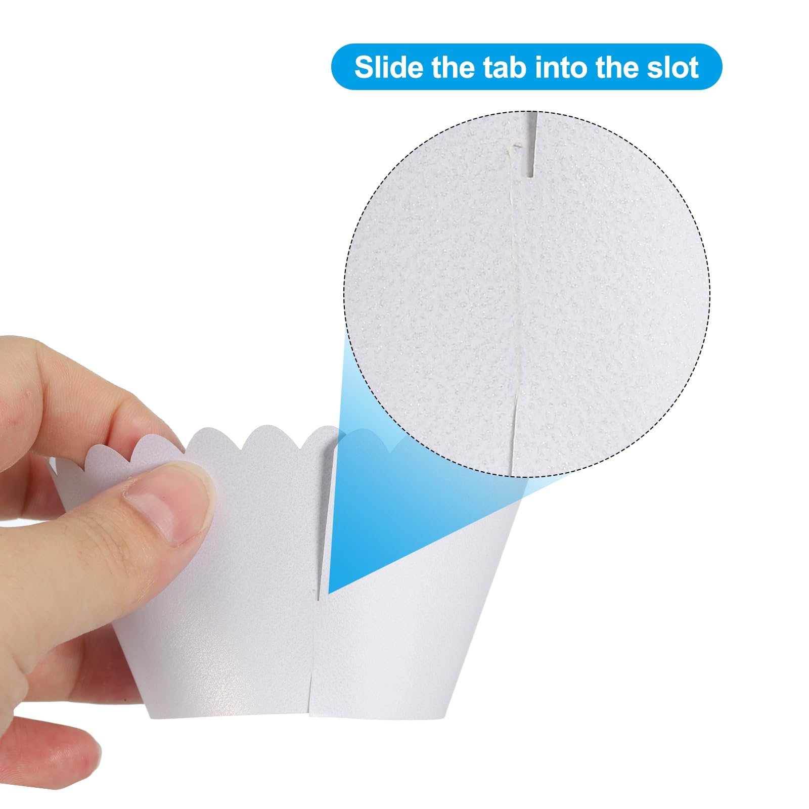 Patikil Cupcake Wrappers Paper, 50 Pack Baking Cups Standard Wave Decoration For Anniversary Birthday Weddings And Parties, Whit