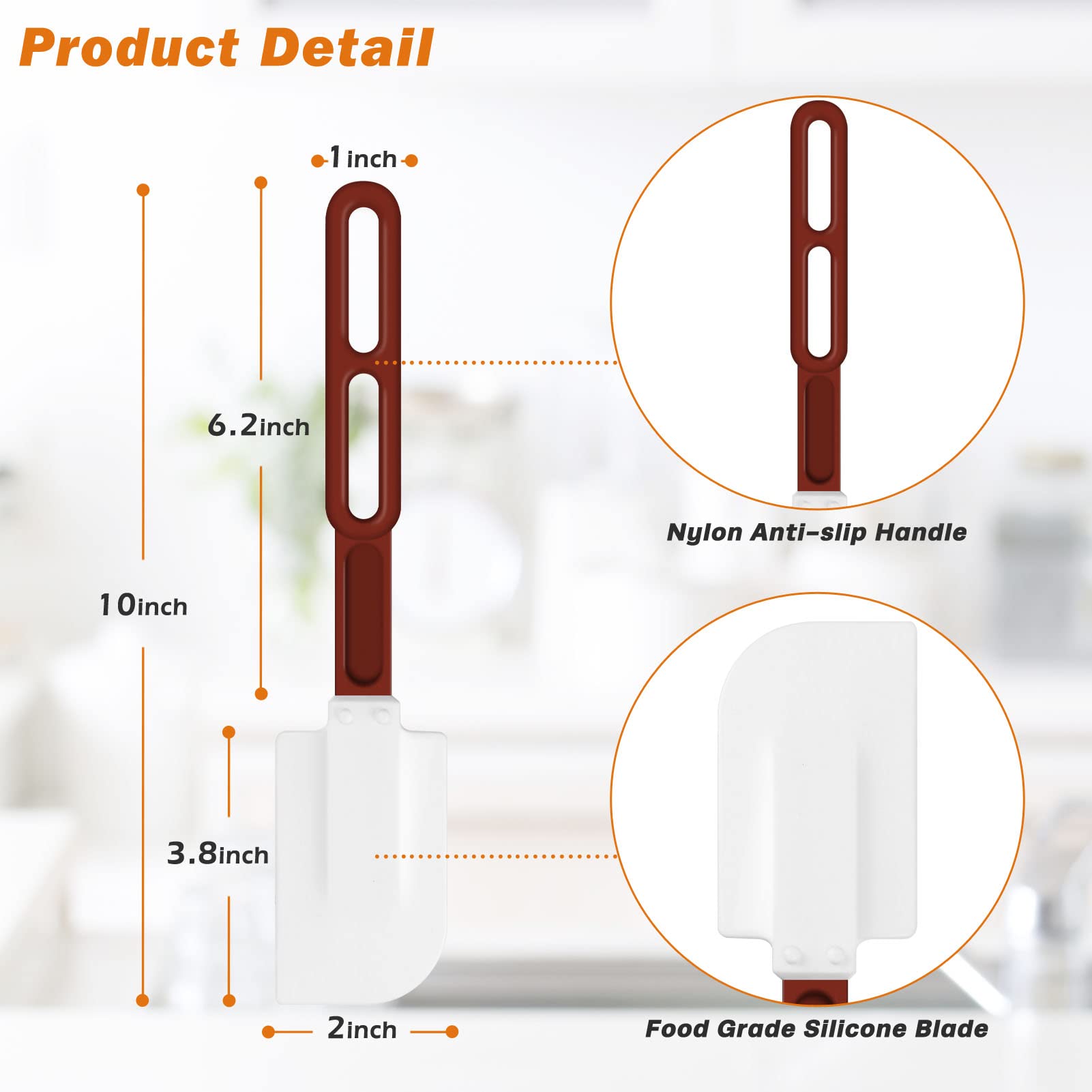 High-Temp Silicone Spatulas, 10'' Commercial Spatula 500F Heat-Resistant Non-Stick Silicone Scraper, Set Of 2 (10-Inch, Nsf)