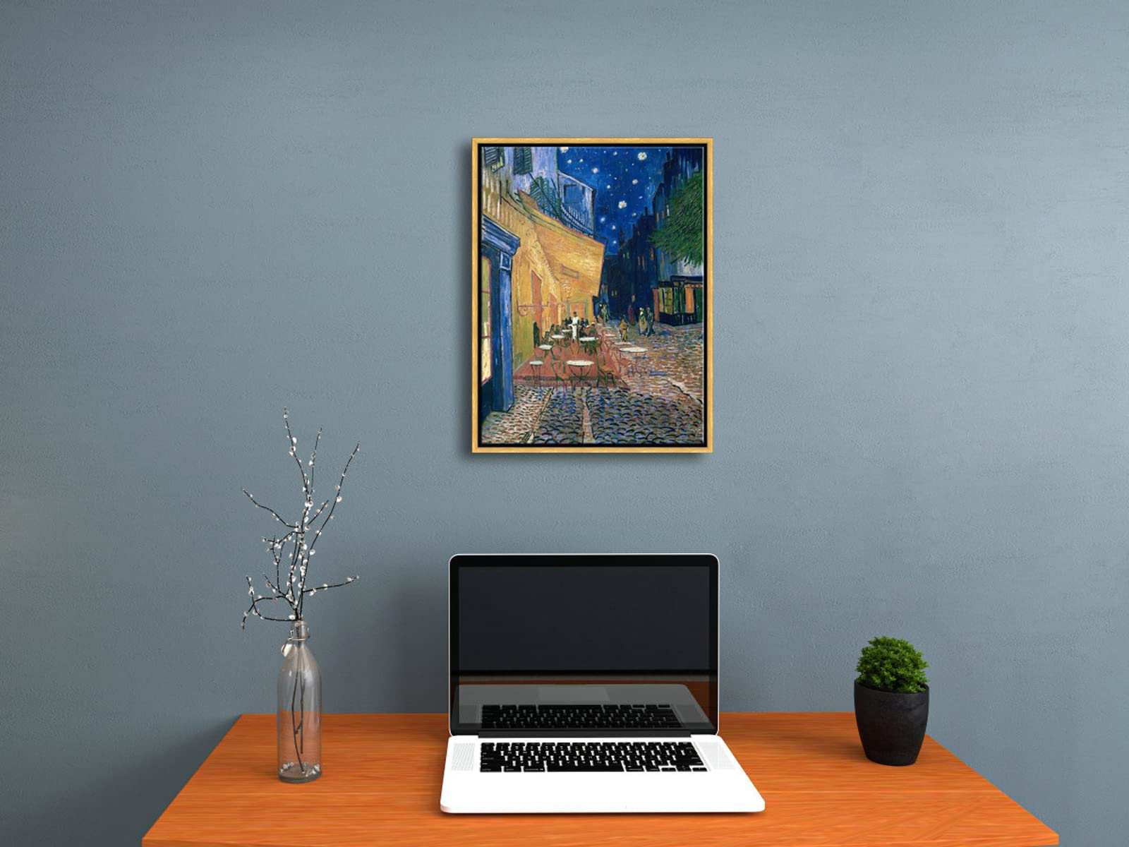 Wieco Art Framed Wall Art Of Cafe Terrace At Night By Vincent Van Gogh Paintings Reproduction Abstract Canvas Prints For Home Li