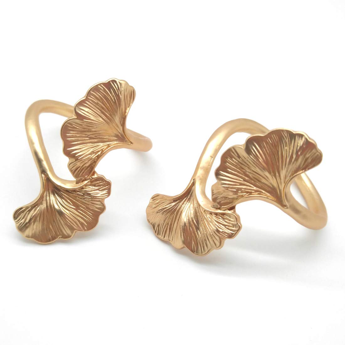 Joyindecor Ginkgo Leaf Napkin Rings - Set Of 6 Natural Metal Napkin Holders For Wedding Party And Daily Use, A Beautiful Complem