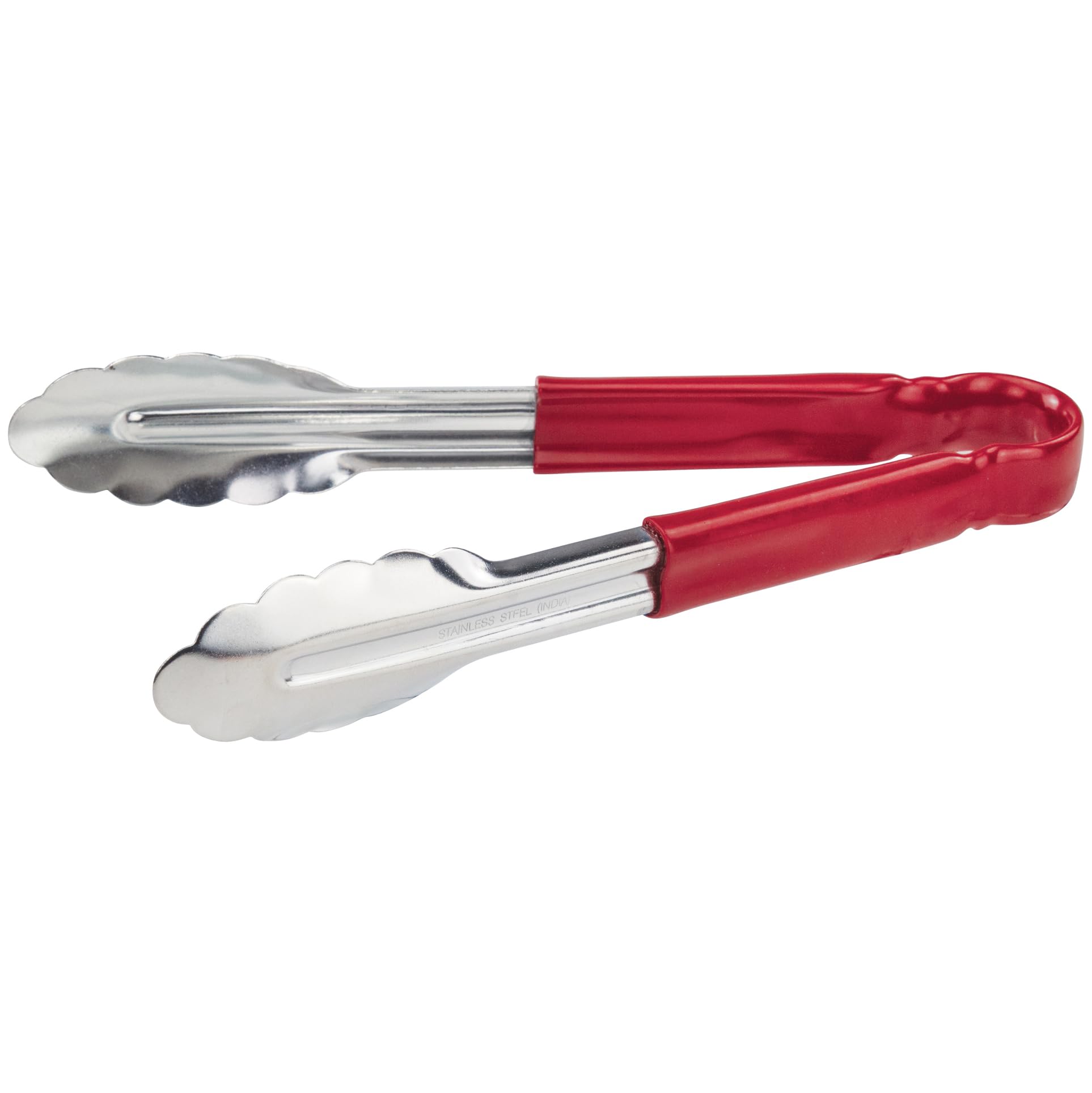 Winco 9'' Stainless Steel Serving Tongs With Plastic Handle, Red