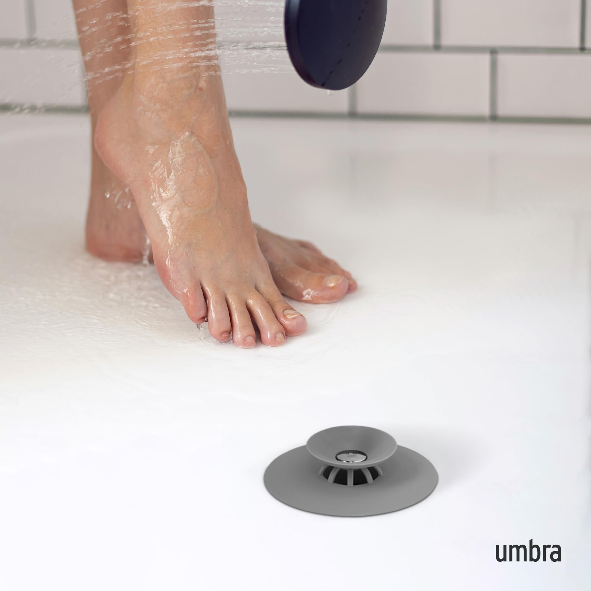 Umbra Flex Drain Stop Hair Catcher, 9.5 cm, Gray, Model 023464-918