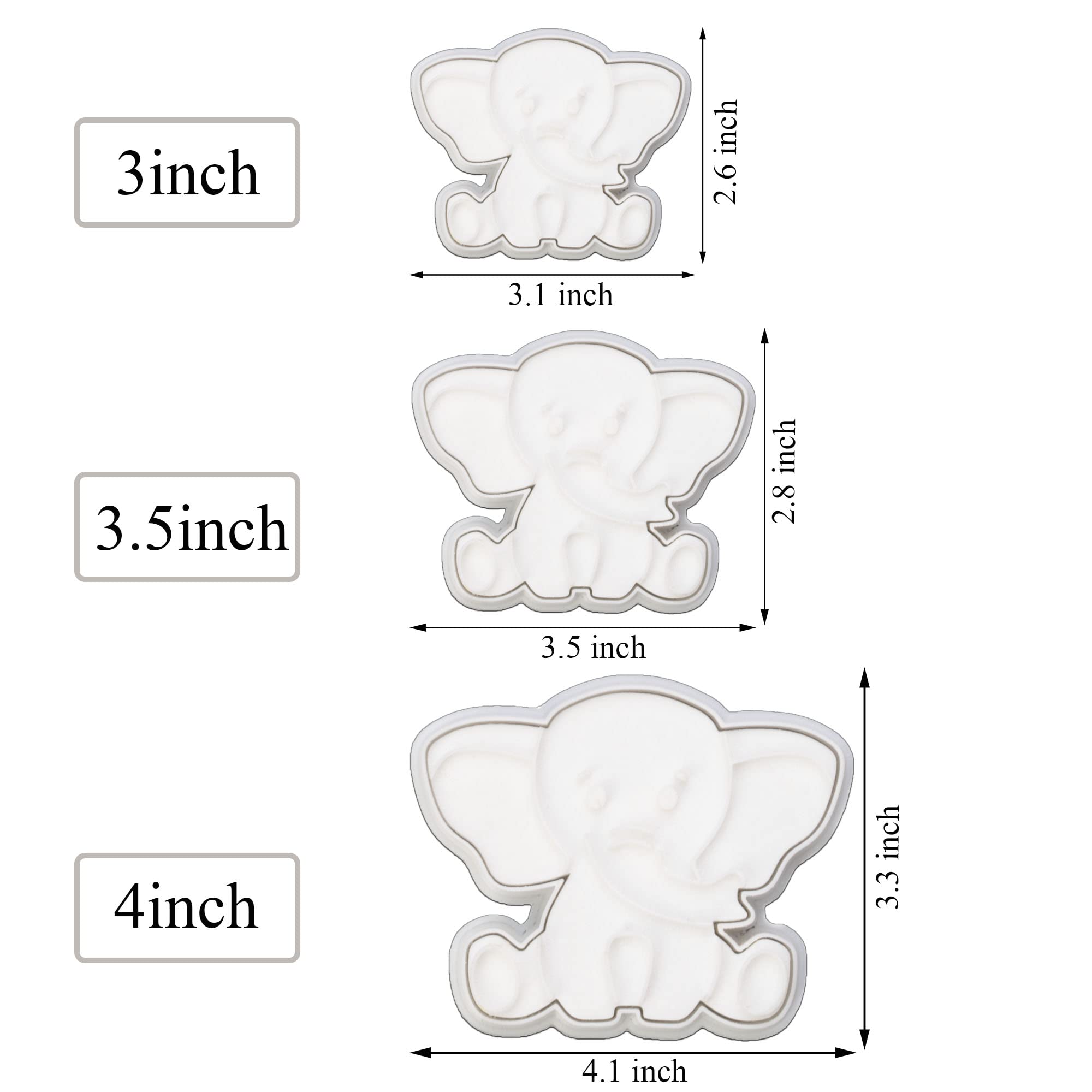 Mostop 3D Cookie Cutter With Elephant Stampers Baby Shower Cake Mold Fondant Decorating Tools Diy Mold For Sugar Craft Baking Mo
