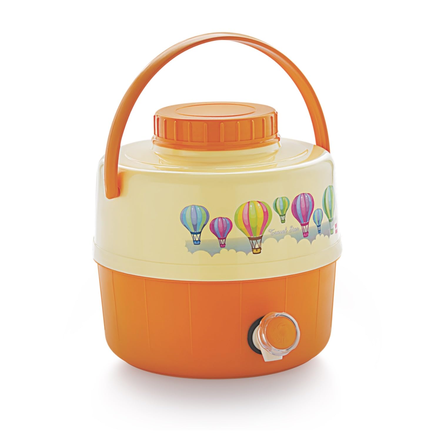 Cello Travel Star Pastic Insulated Water Jug | Inner Stainless Steel Jug | Hot & Cold | Easy To Carry | 5 Litres, Orange