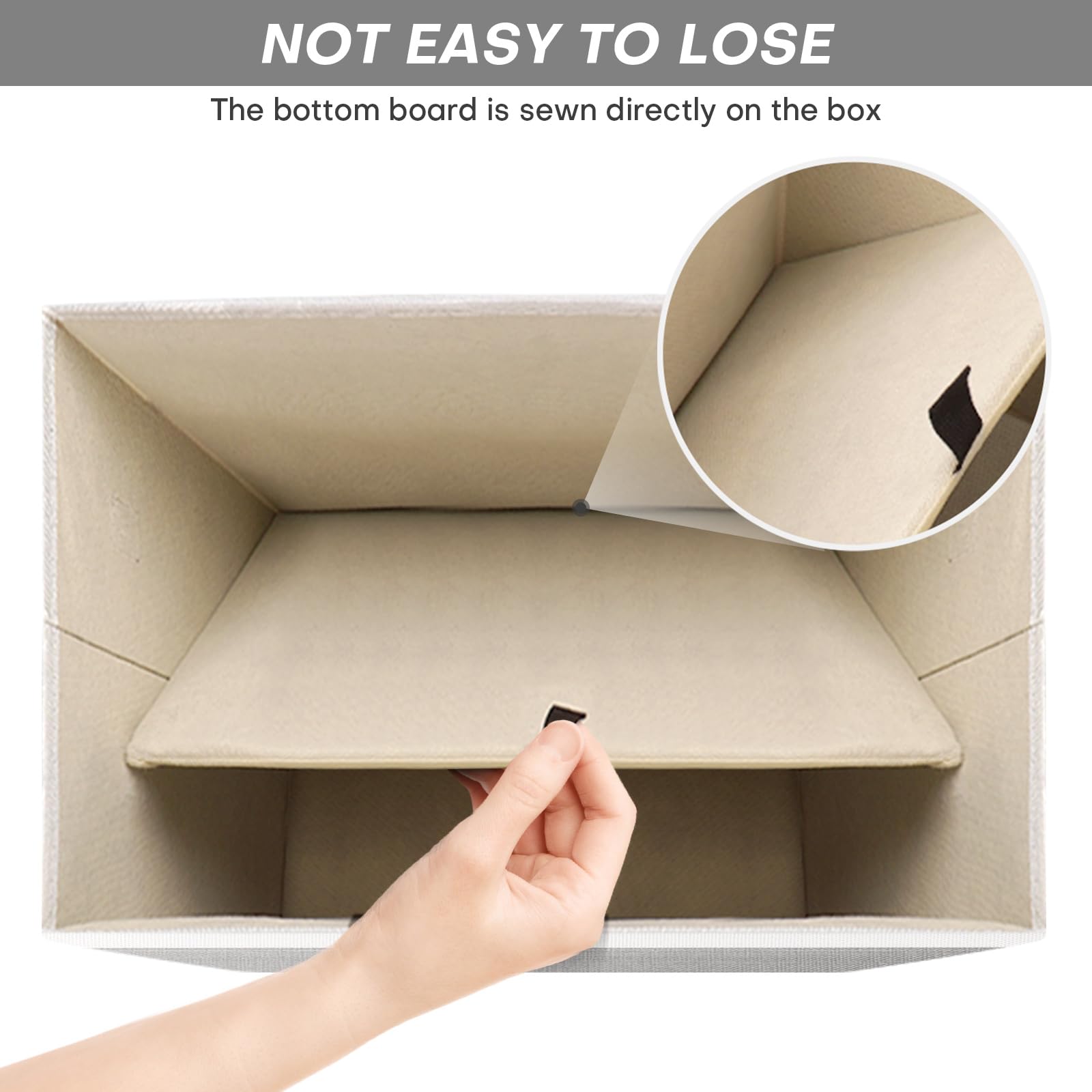 Bagnizer Large 17'' 42 Quarts Collapsible Stackable Storage Bins With Lids [3-Pack] Foldable Fabric Linen Storage Boxes Cube, Cl