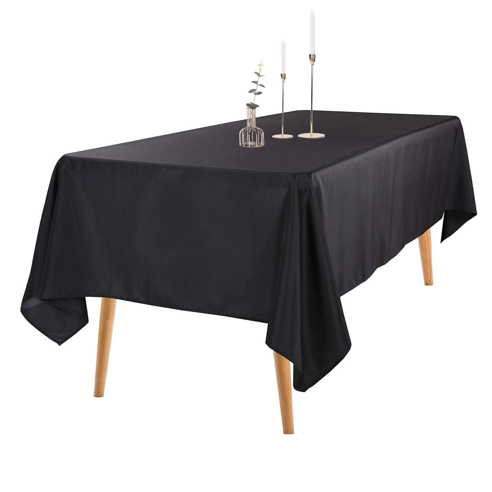 Ascoza 6Pack 60X102 Inch Black Rectangular Tablecloth 6 Feet Table Cloth In Polyester Fabric For Wedding/Banquet/Restaurant/Part