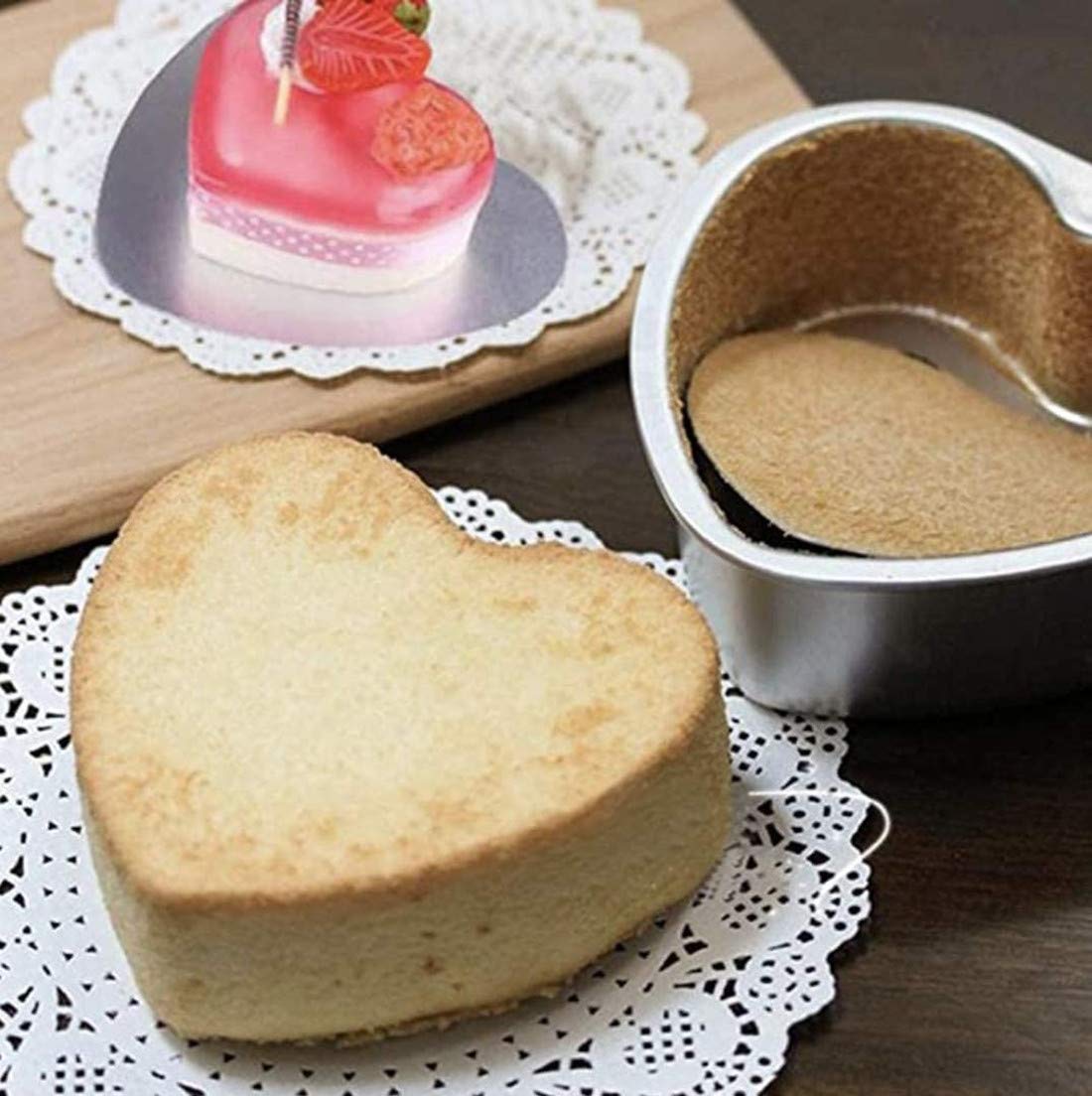 Xkong Heart-Shaped Cake Panheart Shaped Cake Mold,Heart Shaped Stainless Steel Mould,Removable Bottom Household And Kitchen Hear