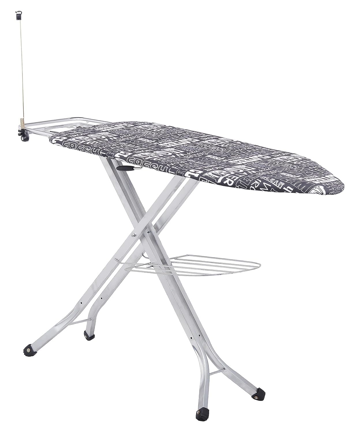 Zoshomi Metal Ironing Board Foldable With Grilled Iron Holder, White Steel Folding Ironing Board Aluminium Surface, WhiteMade I
