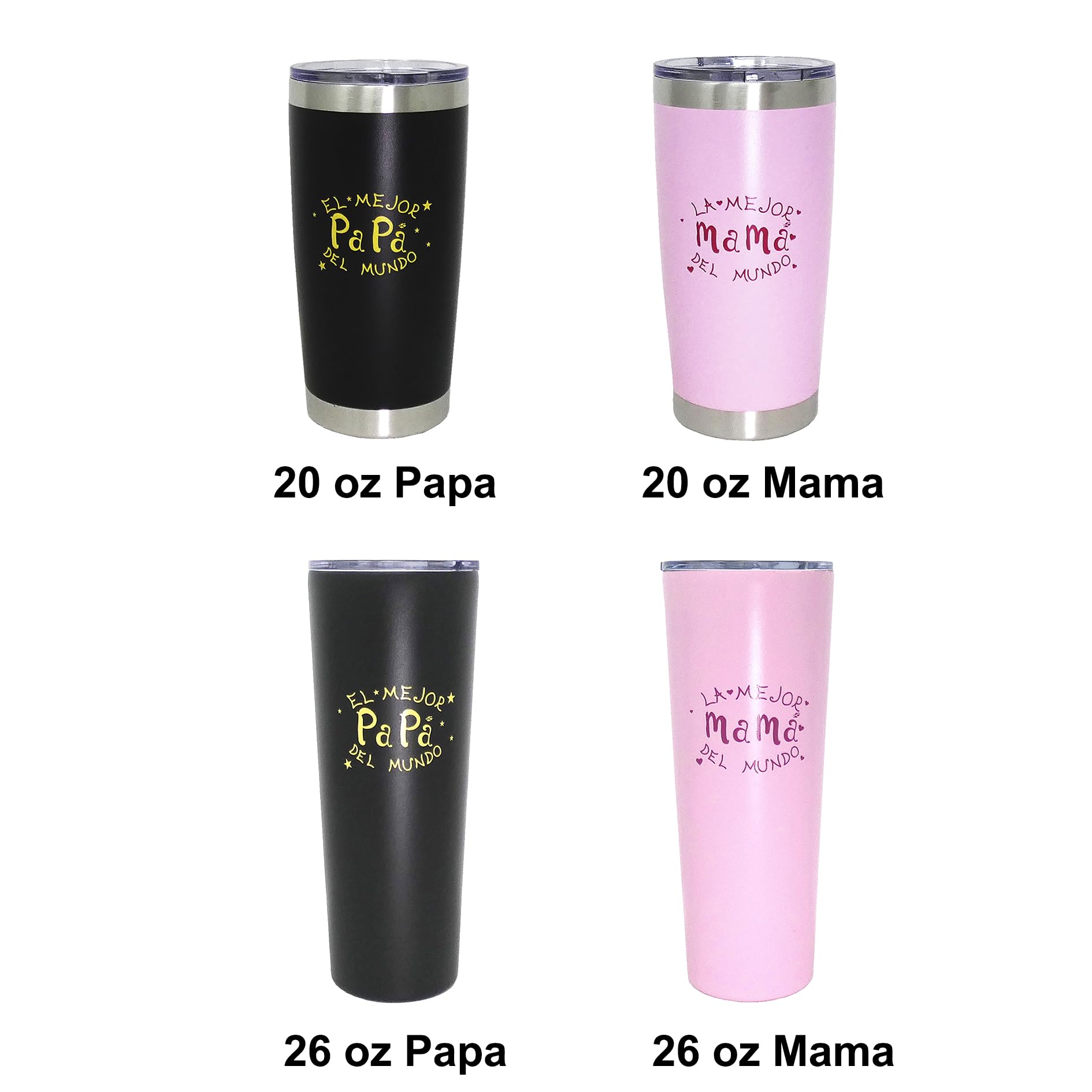 Ezprogear 26 Oz Greatest Mama La Mejor Mama Del Mundo Slim Tumbler (26 Oz, Pink Mama)