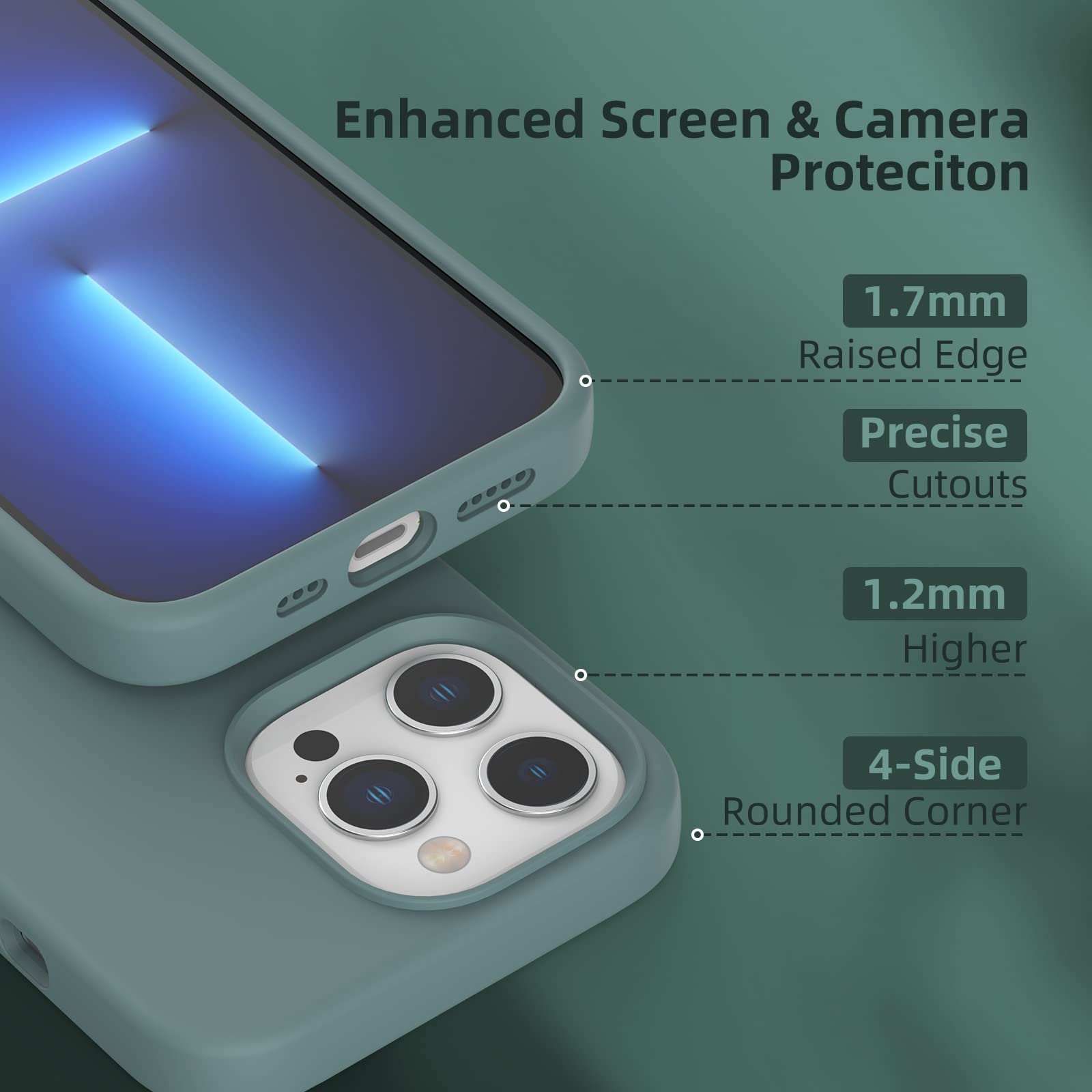 K Tomoto Compatible With Iphone 13 Pro Case, Drop Protection] Anti-Fingerprint] Shockproof Liquid Silicone Cover With Microfiber