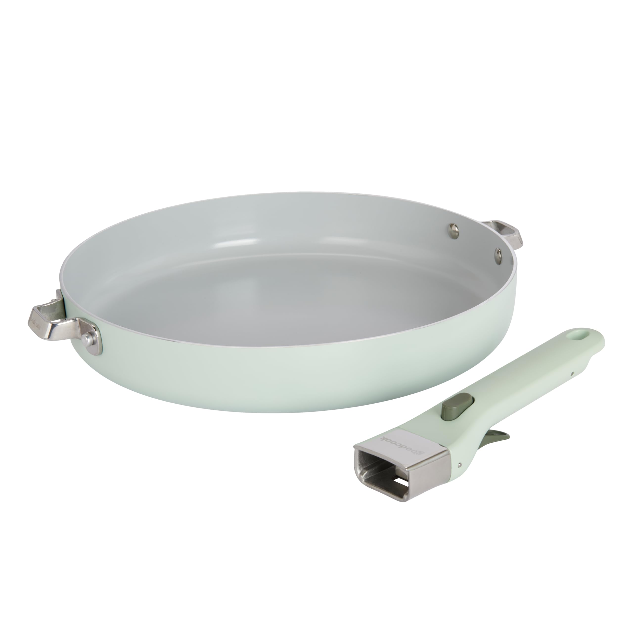 GoodCook Ceramic Frying Pan Skillet with Removable Handle, Induction Compatible, Nonstick and Oven Safe, 9.5Inch, Sage Green