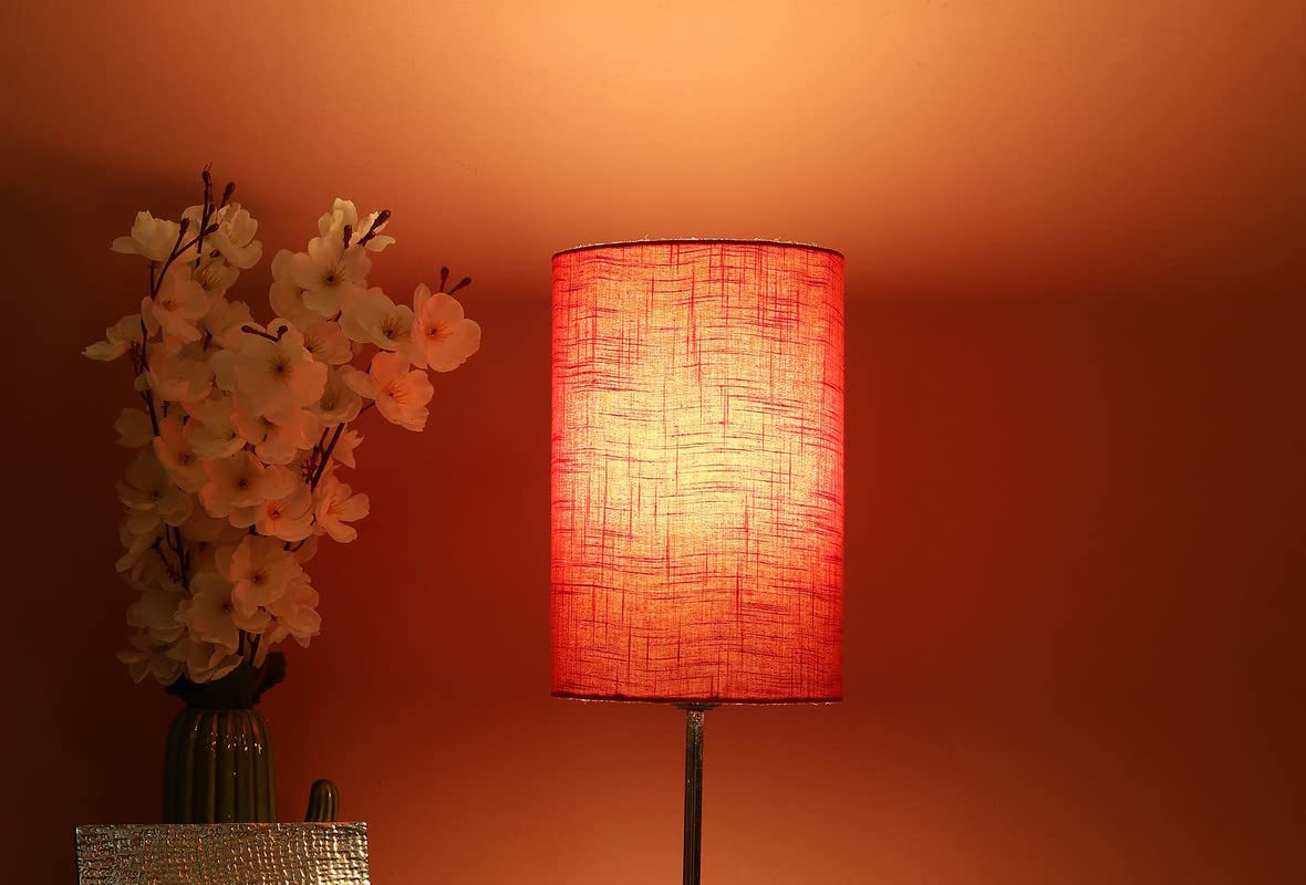 Btr Crafts Red Texture Cylinder Lamp Shade, Decorative Light Lamp For Living Room, Home, Bedroom, Suitable For Medium Table & Fl