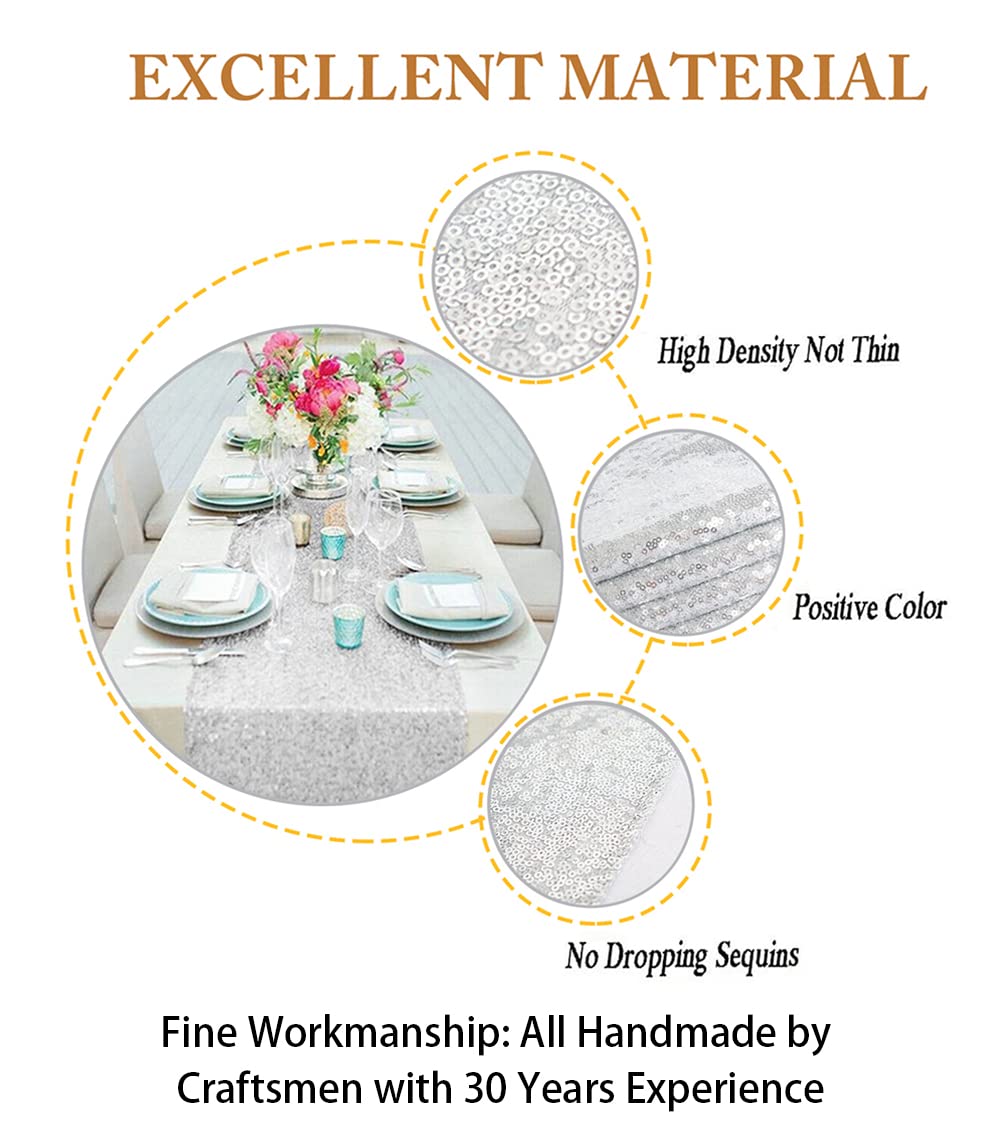 12 By 108 In Wedding Silver Sequin Table Runner With Tassel Party Supplies Silver Sequin Table Runner 108 Inches Long Fall Dinin