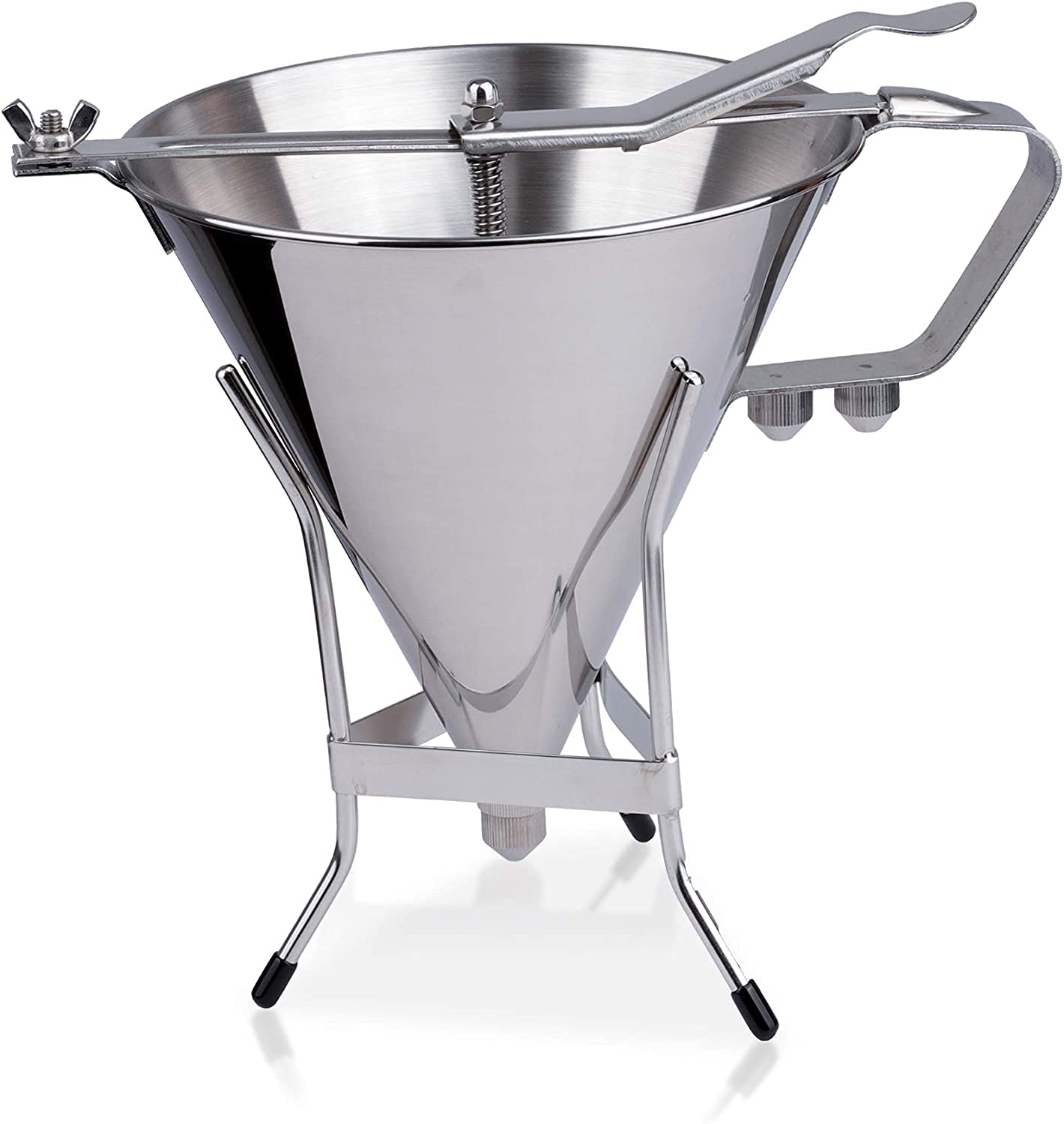 Torenox Confectionery Funnel Stainless Steel Funnel With Three Nozzles And Stand Professional Commercial Cake Decorating Tool Fu