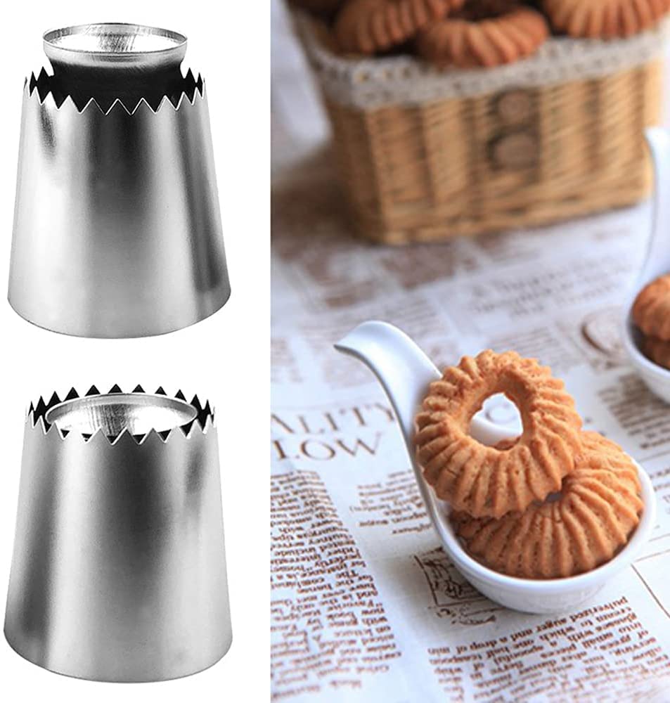 Romeo Cake Decorating Icing Tips, Hsxxf 2 Style 2 Sizes Stainless Steel Piping Tips Russian Piping Cake Nozzles Tips Frosting Ic