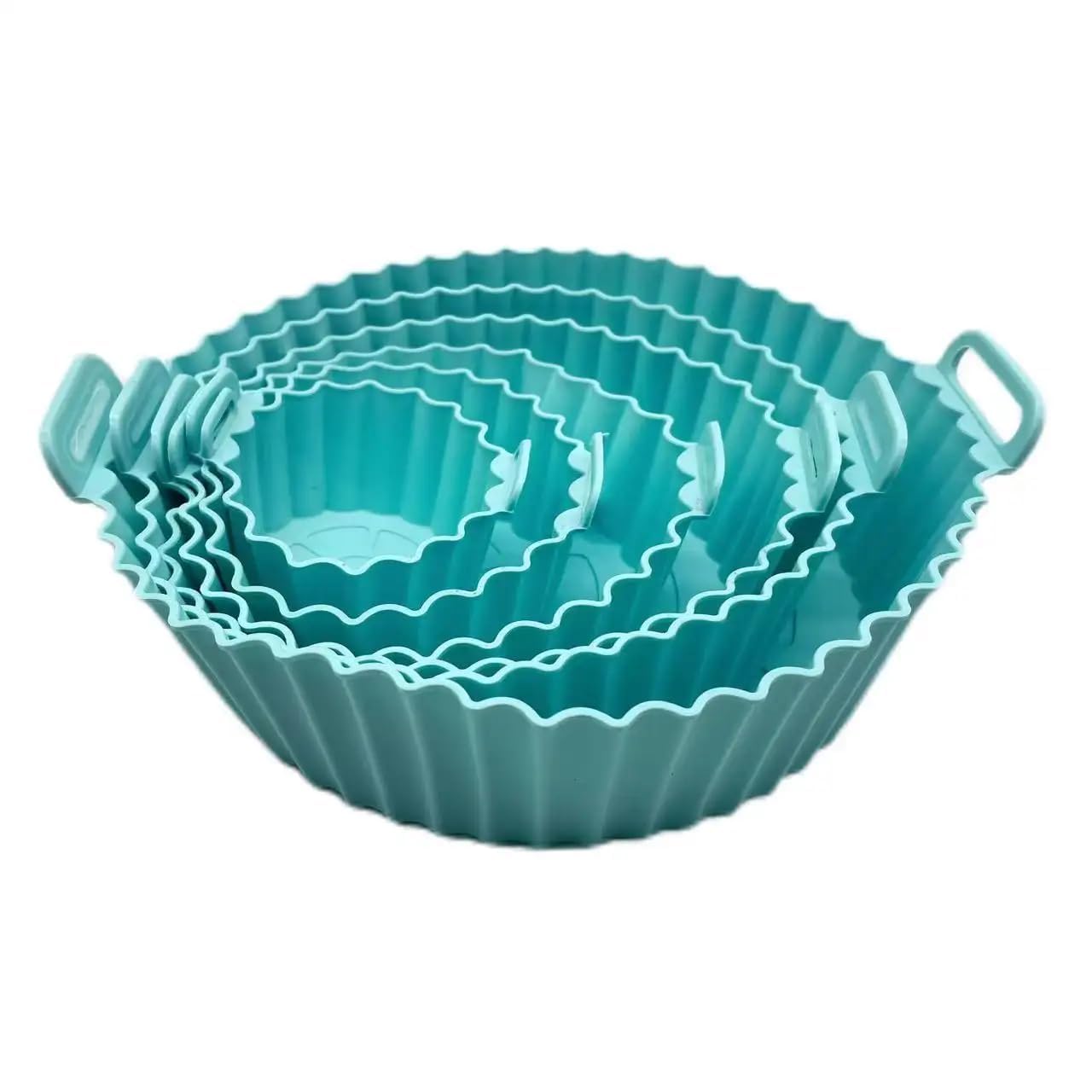 ANADH MART Round Silicone Baking Mould Set for Cakes, Desserts & Oven Use | Stackable Multipurpose Bakeware with Handles. (Set o