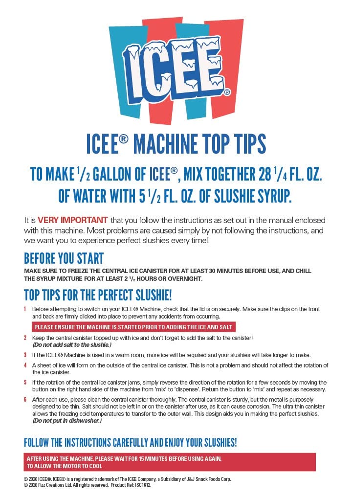 iscream ICEE Slushie Maker - 18" High, Multicolored, Plastic, Model 770-029 - Create Delicious Slushies with Your Ingredients!