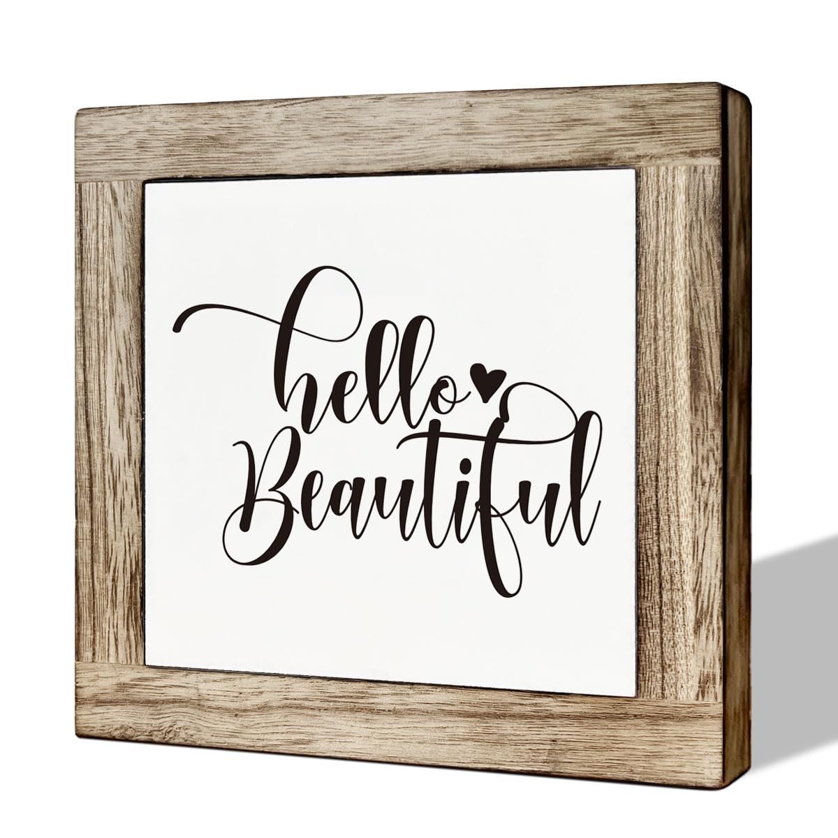 Hello Beautiful Sign, Rustic Wood Sign, Bathroom Decor Set, Wooden Box Signs for Home Decors, Modern Farmhouse Decor for Shelf T