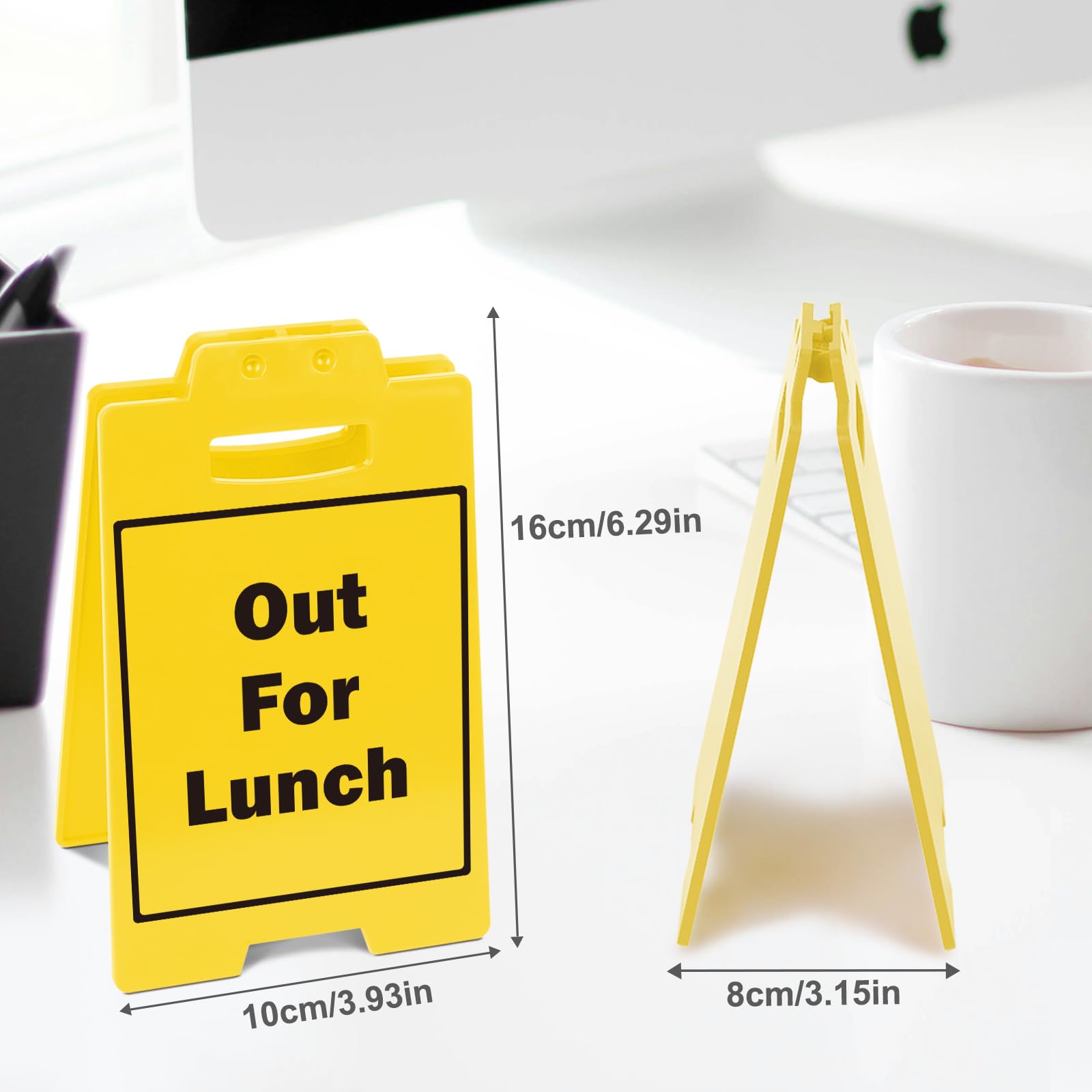 Office Desk Sign | OUT FOR LUNCH & Enjoy Sunny Days! | Office Desk Accessories for Women & Men | Cubicle Decor & Work Essentials
