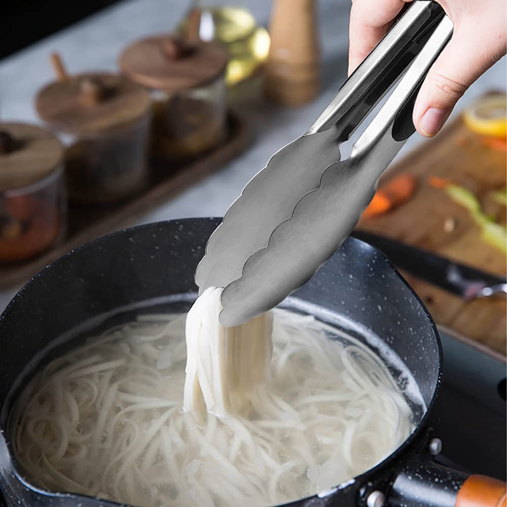Hinmay Small Stainless Steel Serving Tongs 7-Inch Mini Food Tongs, Set Of 3