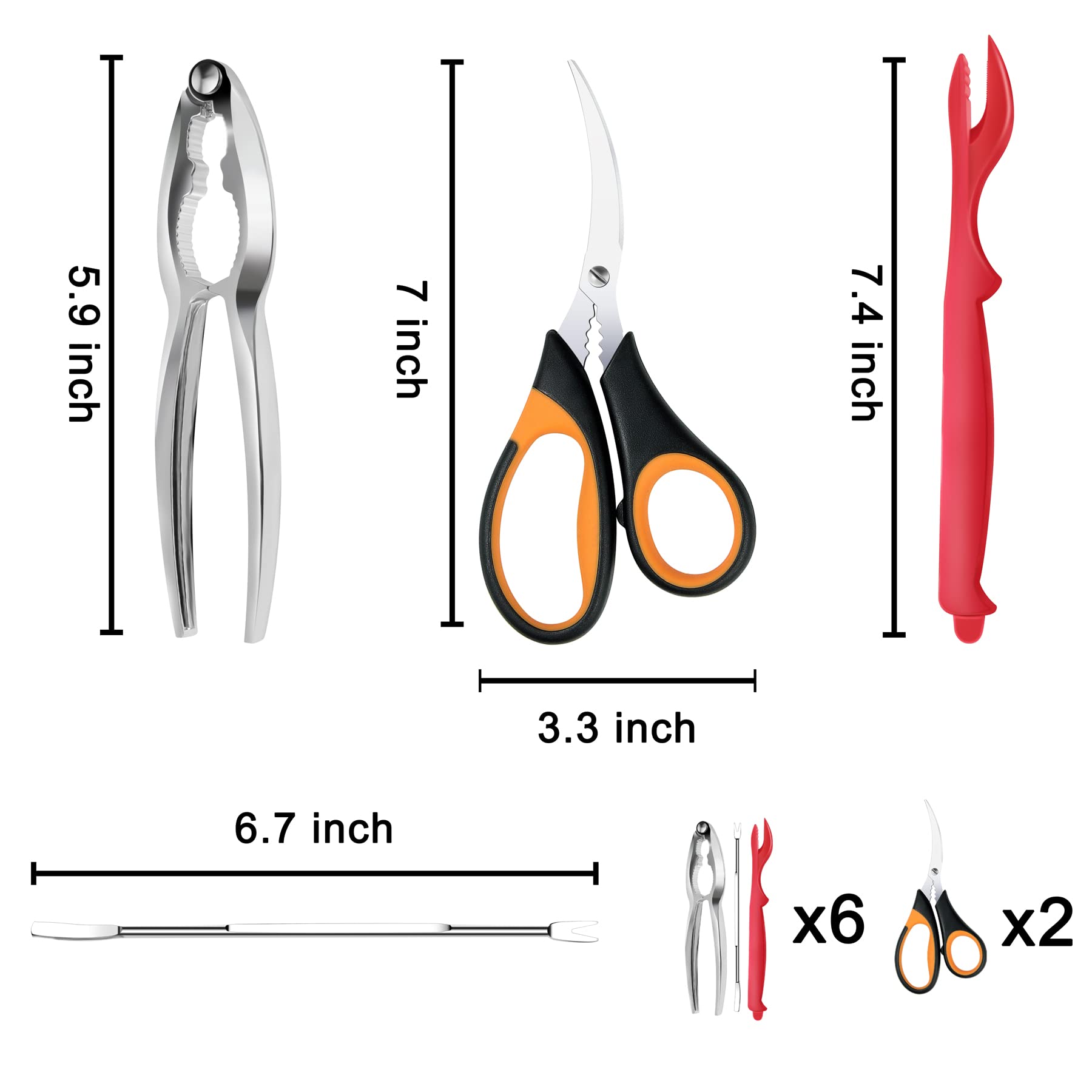 mobzio Seafood Cracker Tools Set - 21 Pcs with Crab Crackers, Forks, Lobster Shellers, Scissors & Storage Bag - Portable Party Supplies