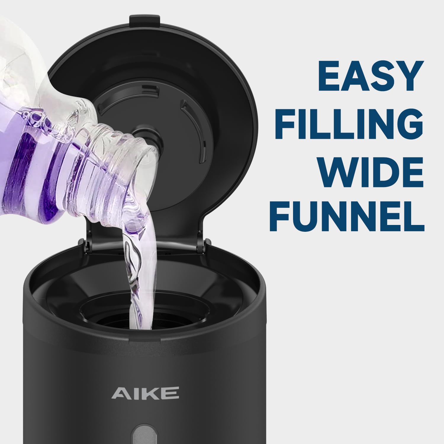 AIKE Wall-Mount Automatic Liquid Soap Dispenser 27oz Large capacity Matte Black Anti-Spots coating Model AK1205